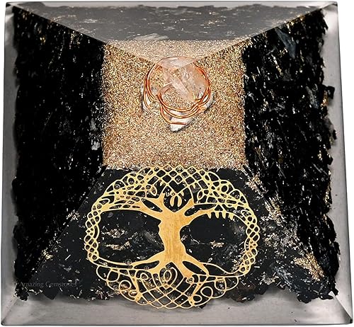 Miniatura 4 de Pirámide de orgón grande  Cristal de pirámide de shungita  Pirámide de orgonita Cho Ku Reiki  Pirámides de órgano Curación de energía positiva