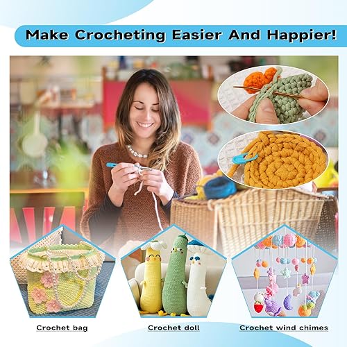 Miniatura 6 de Mayboos Ganchos de ganchillo cálidos, juego de ganchos de ganchillo, kit de ganchillo de 0.079in a 0.256in, agujas de ganchillo de agarre cómodo