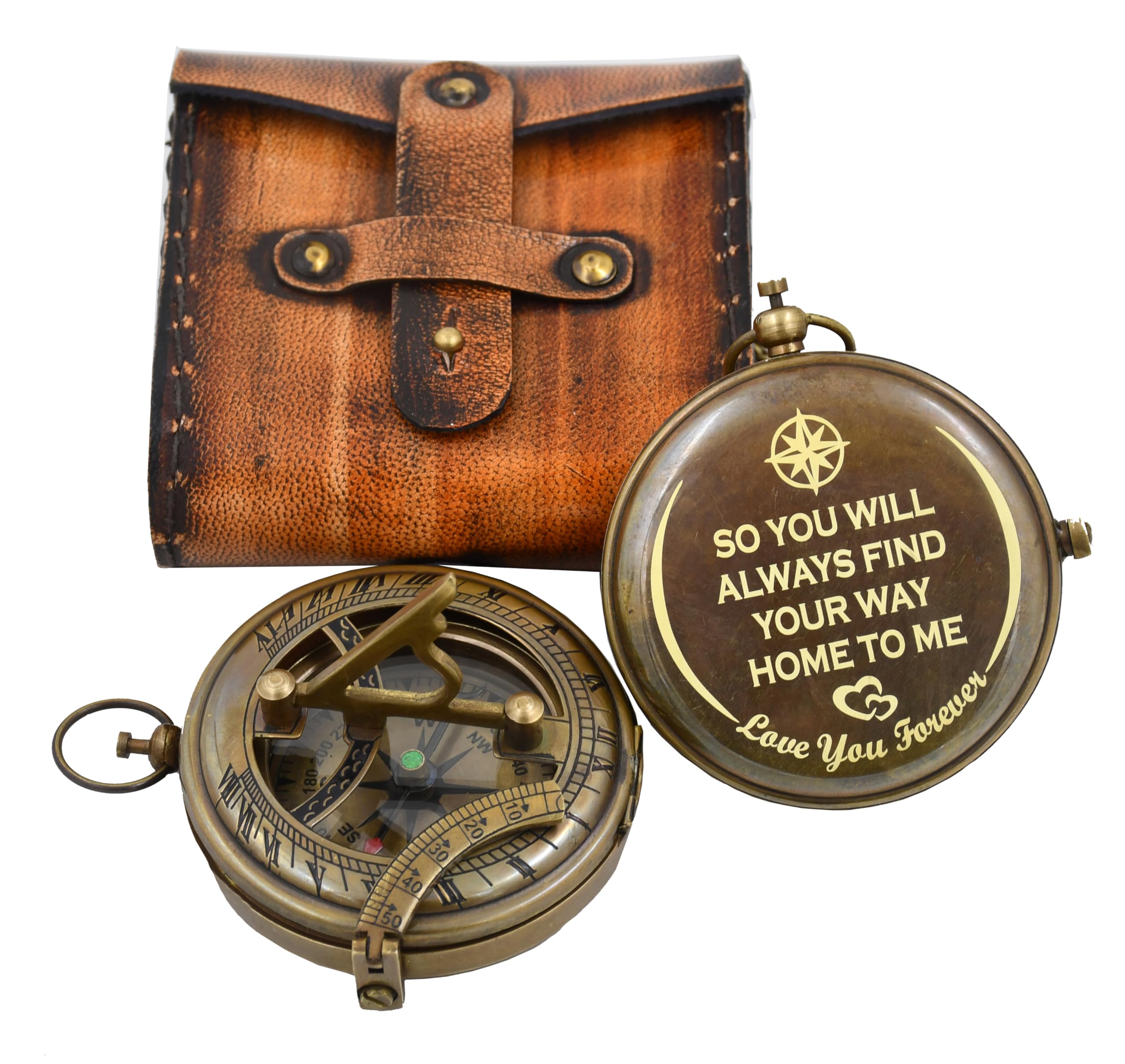 So You Will Always Find Your Way Home to Me Love You Forever Cadran solaire boussole personnalisé Cadeau de luxe – Cadran solaire Boussole d'anniversaire – Boussole en laiton personnalisé pour homme