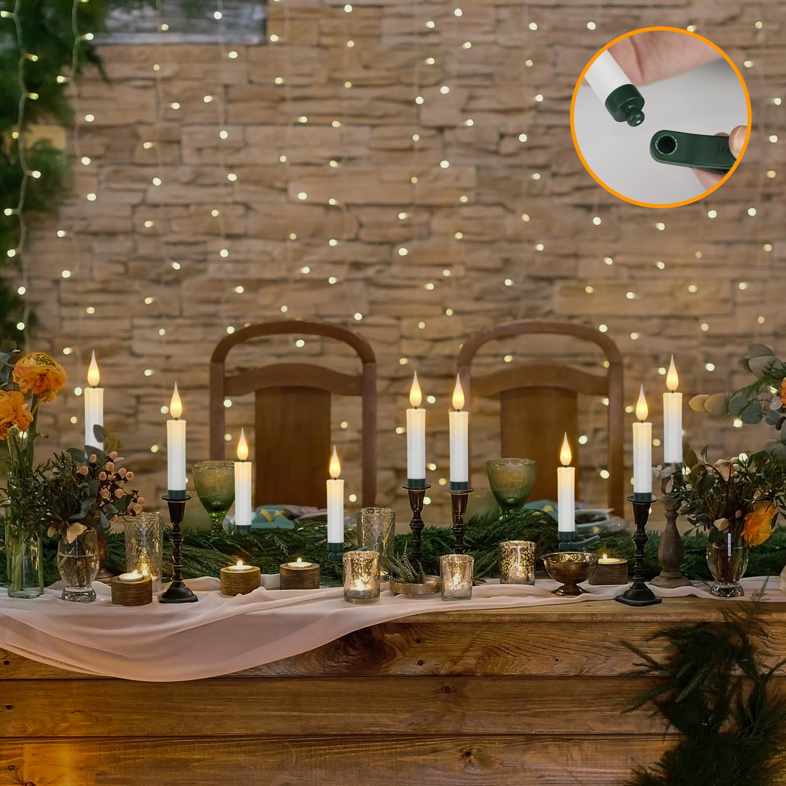 Eldnacele LED Christbaumkerzen kabellos mit Timer, Fernbedienung, 30er Set | Christbaumkerzen LED kabellos, Weihnachtsbaum Kerzen LED ohne Kabel, Baumkerzen mit Clip, flackernde Flamme, dimmbar, Weiß