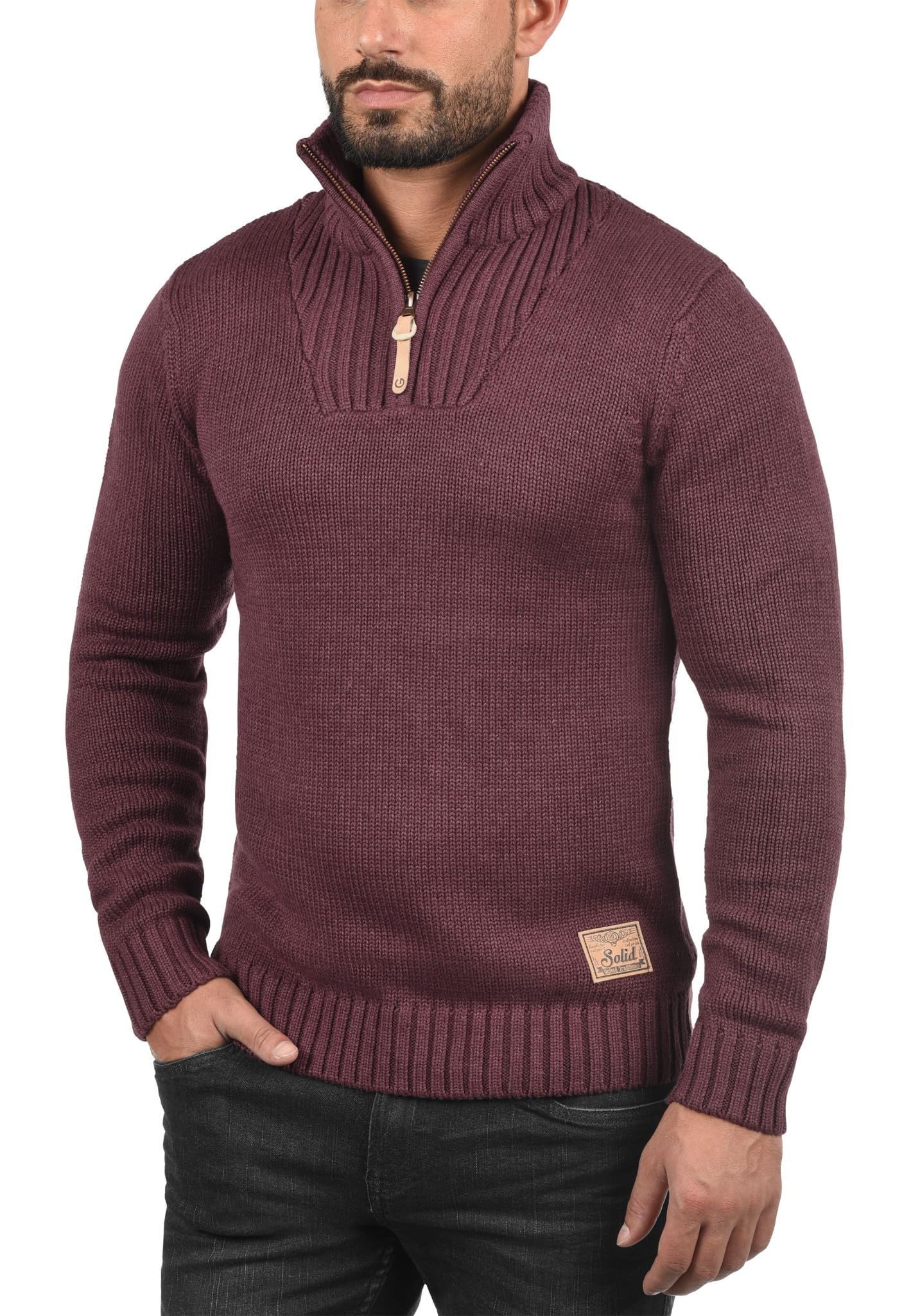 !Solid SDPetro Herren Strickpullover Troyer Grobstrick Pullover