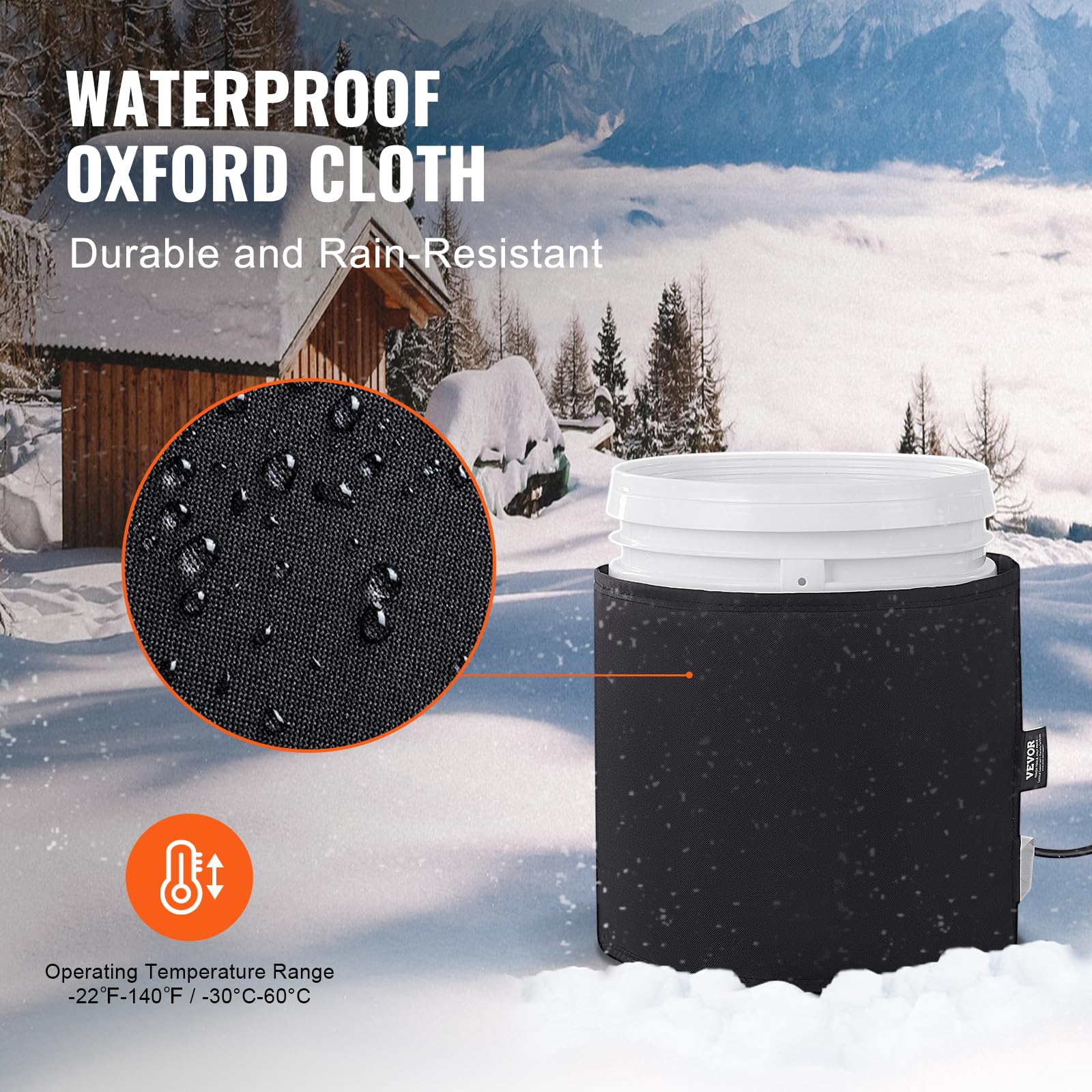 VEVOR Calentador de Tambor 250 W Cinturón Calefactor para Tambor de 5 galones -17,78~62,78 °C con Termostato Independiente Manta Calefactora Alta Eficiencia para Barriles Tela Oxford Impermeable
