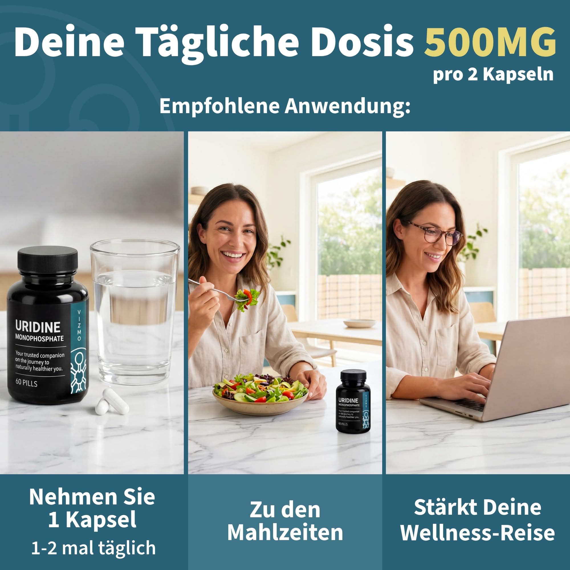 Täglicher Neuro-Routine-Stack (2-in-1) für vielbeschäftigte Erwachsene mit aktivem Lebensstil – Uridinmonophosphat & L-Theanin für kognitive Funktion, Aufmerksamkeitsstabilität und Fokusbalance