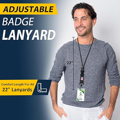 Miniatura 6 de DAYGOS Cordones de seguridad desmontables para insignias de identificación - Cordón de llaves con bandera de EE. UU., cordón de cuello ajustable