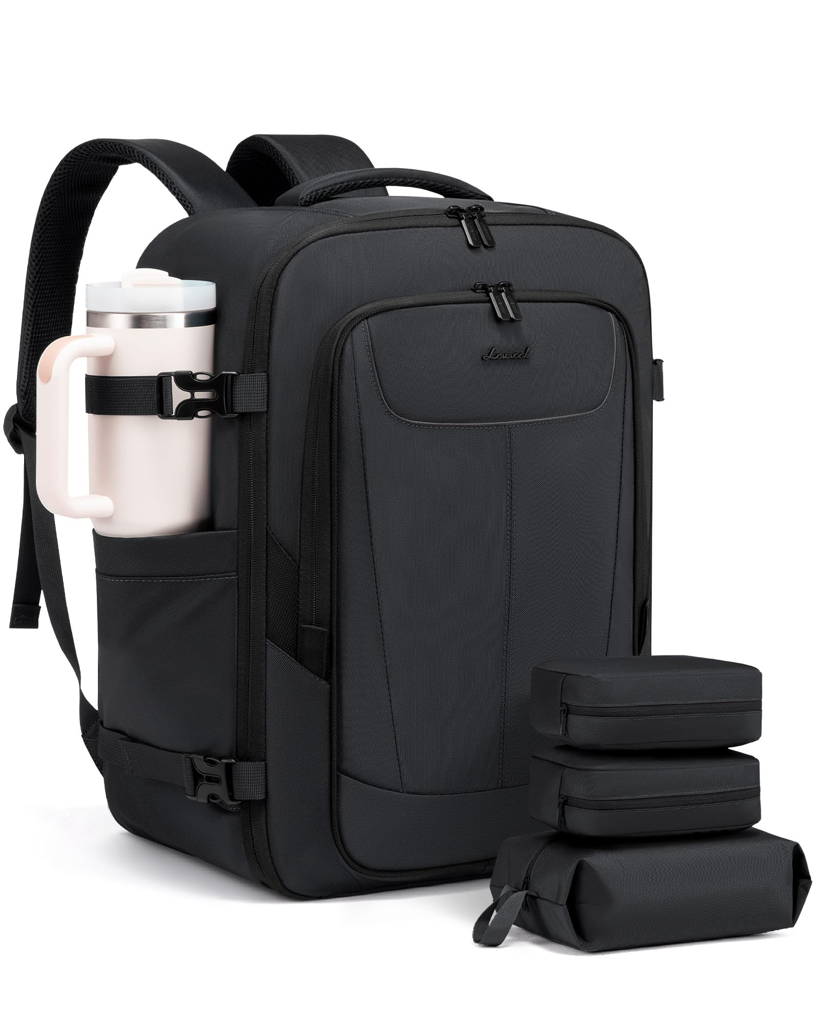 LOVEVOOK Handgepäck Rucksack, 40L Groß Reiserucksack Flugzeug 17,3 Zoll Travel Backpack Herren Damen mit Laptopfach, Carry On Luggage Cabin Bag Kofferrucksack Tasche für Reise Business Wandern, Grau