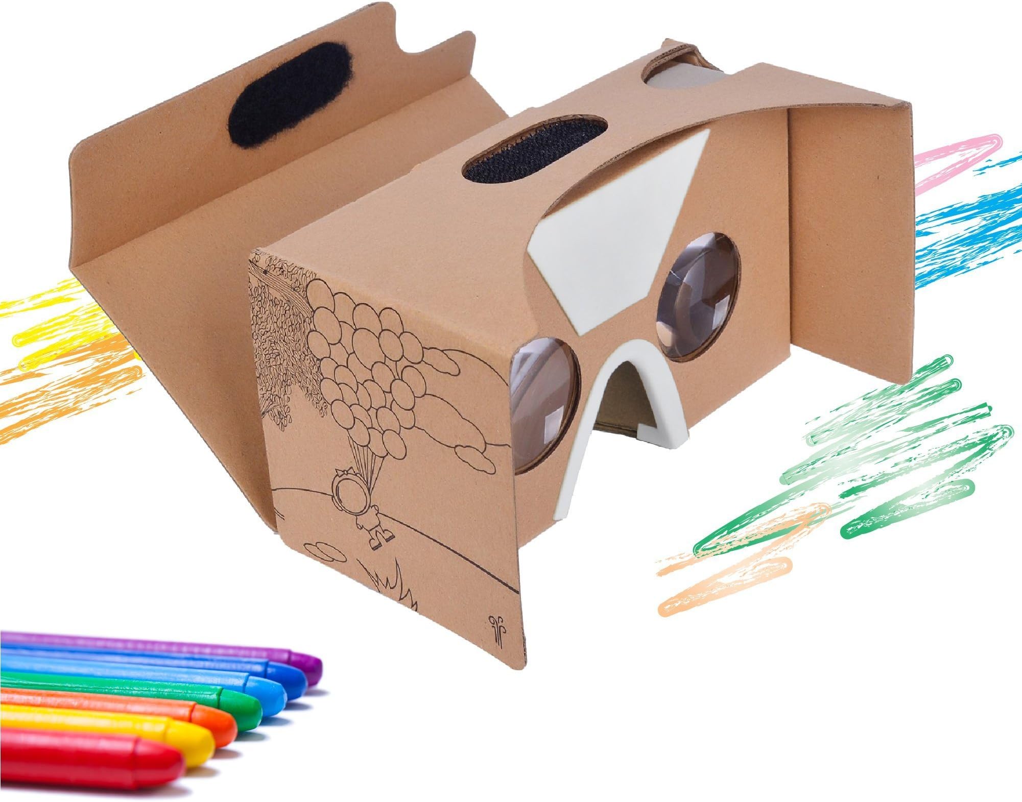 CardboardKid Google Cardboard V2 Virtual Reality Headset Kids Friendly, Fun 3D Viewer, Exciting and Educational, Recommended Apps, Compatible with All iPhone and Android Smartphones (Max 6")
