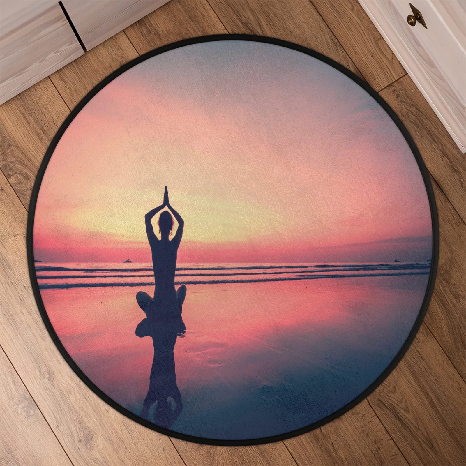 Tapis rond de 91,4 cm, lavable en machine, antidérapant, doux, pour salon, chambre d'enfant, chambre d'enfant