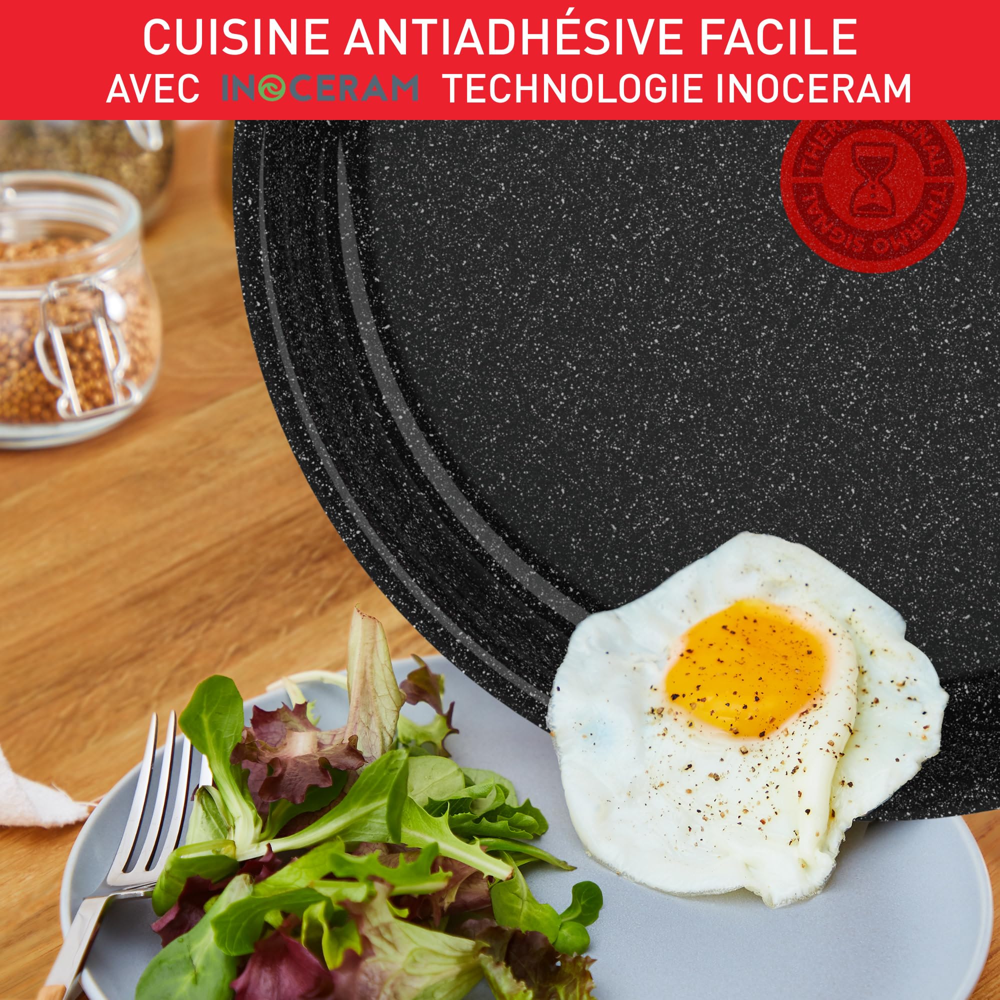 Tefal Ingenio, Lot 8pièces, Revêtement céramique antiadhésif, Induction, Casseroles, Poêles, Poignée amovible, Fabriqué en France, Intens' Ceram, L2649802