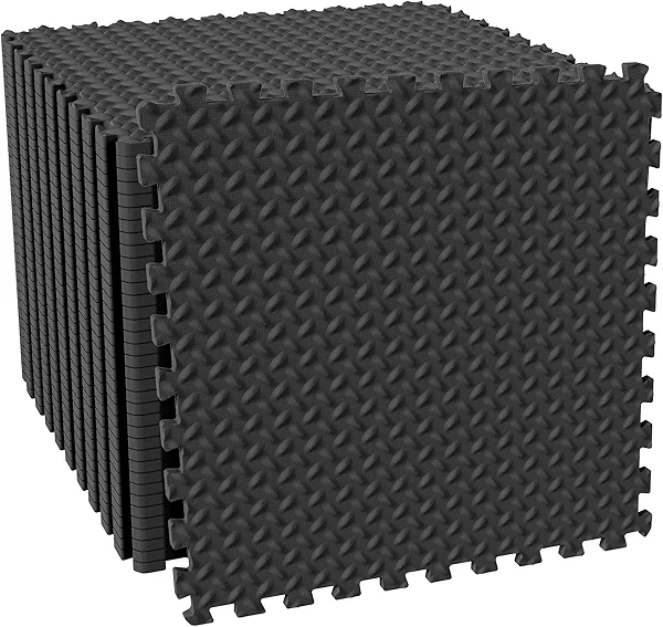 Fitvids Puzzle Exercise Gym Flooring Mat, Thick EVA Interlocking Foam Tiles Workout Mat for Home Gym, Fitness Equipment, MMA, Gymnastics, Multiple Colors and Sizes