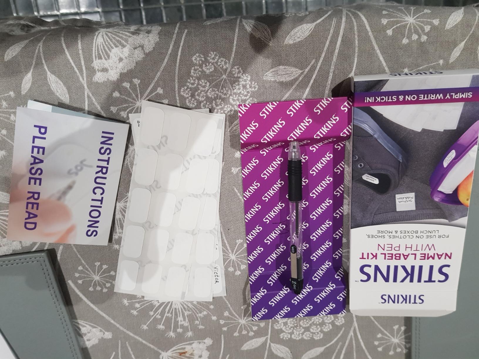 STIKINS® Name Label Kit with Pen, 60x Plastic Write-On Labels (Pen ...