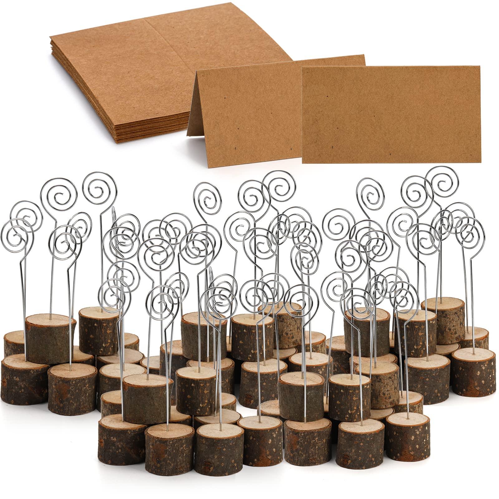 Tosnail porte-cartes de table bois rustique haut de gamme avec pince spirale et kraft premium