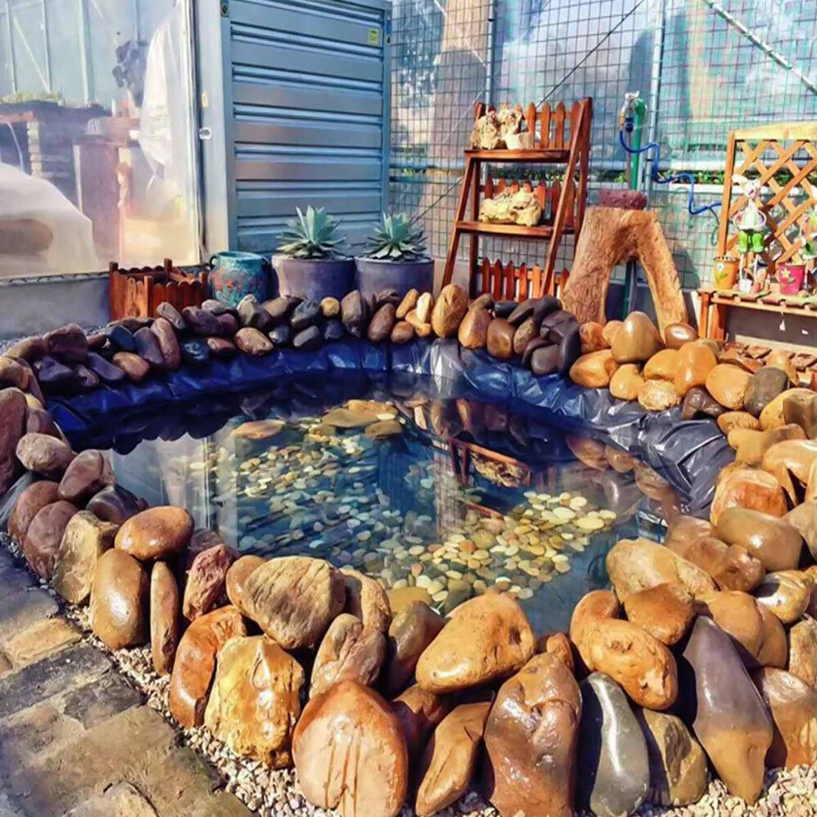 QQXY Pond Liner,8-mil Black HDPE Waterfall Backyard Koi Pond Liners,for Koi Ponds, Streams Fountains and Water Gardens (Battery *1 : 6x10m/236.2x393.7in)