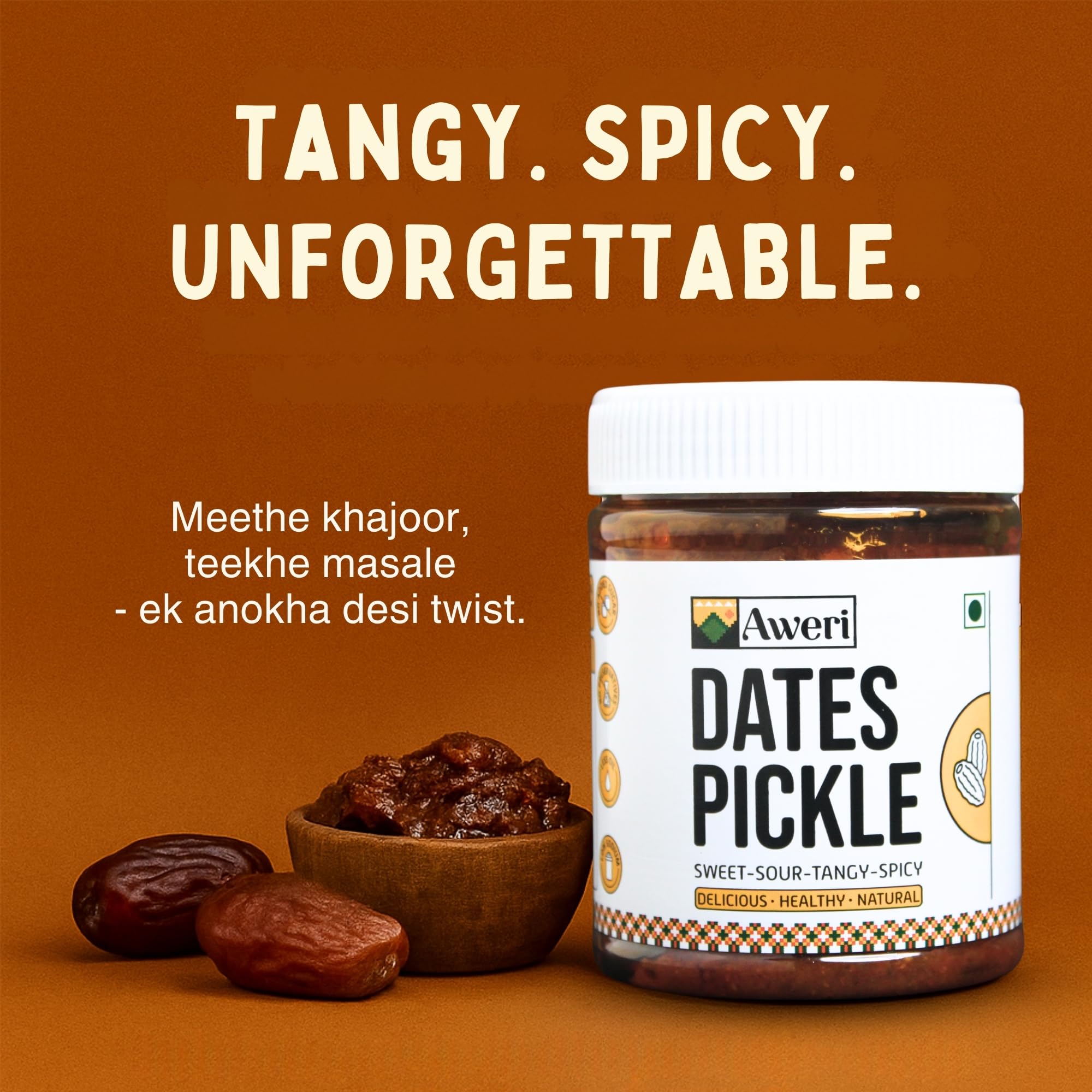 Aweri Dates Pickle (400g) | Khajoor Ka Achaar | Includes Sheesham Wooden Spoon | Traditional Homemade Taste | No Preservatives | No Vinegar | Made with Mustard Oil | 2