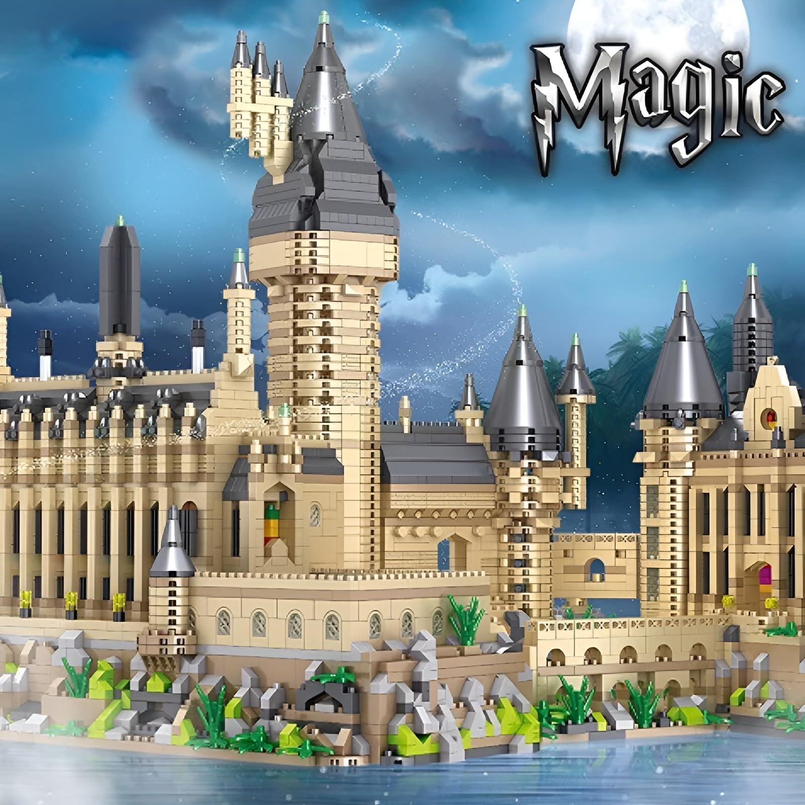 Magische Welt Schloss Mini Bausteine Bausatz, 5800+Stück Konstruktionen Modell Spielzeug, STEM Film Sammlerstück Harry Micro Klemmbausteine, Ideen Geschenke für Erwachsene und Haus Büro Dekor