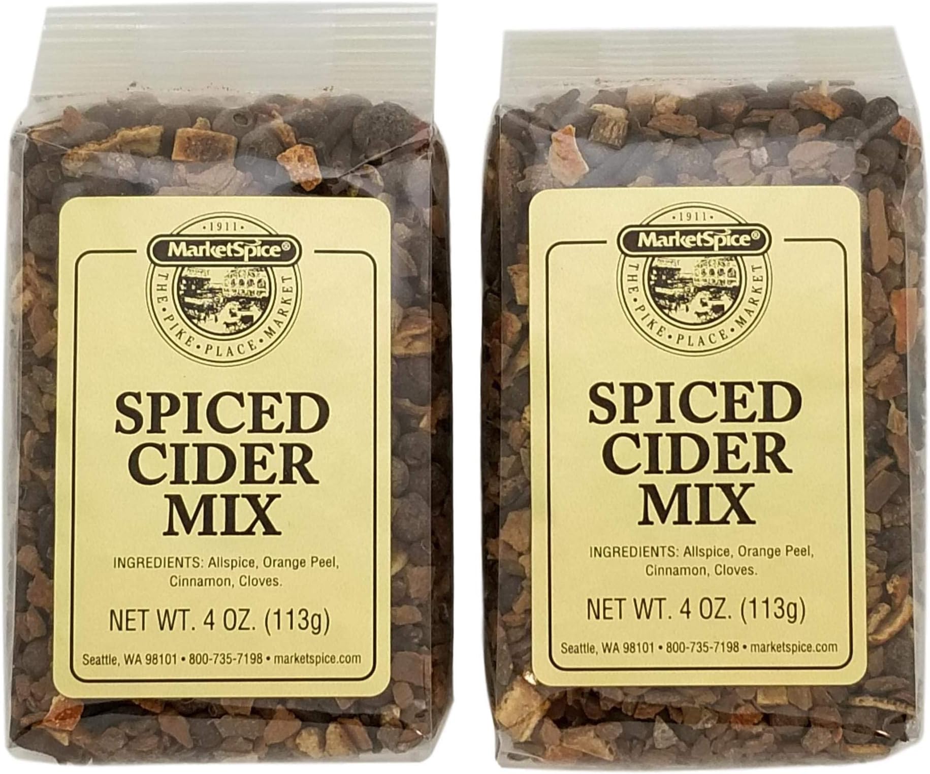 Mulling Spice, Market Spice Spiced Cider Mix for Hot Apple Cider or Hot Wine, Allspice, Orange Peel, Cinnamon and Cloves, 4 Oz. or 8 Oz. Packages (Spiced Cider Mix, 8 Oz.)