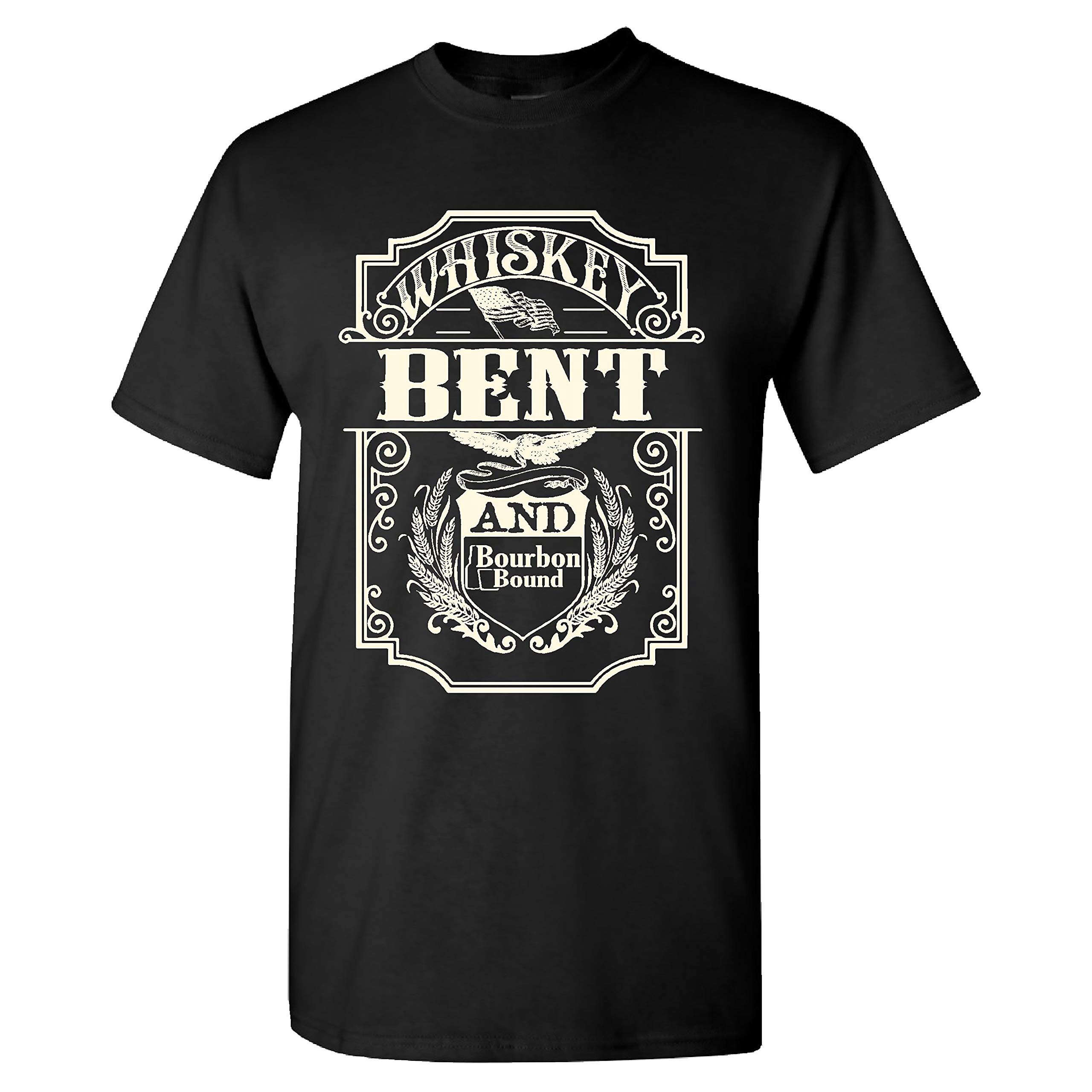 Bourbon Bound Whiskey Bent on a Black T Shirt