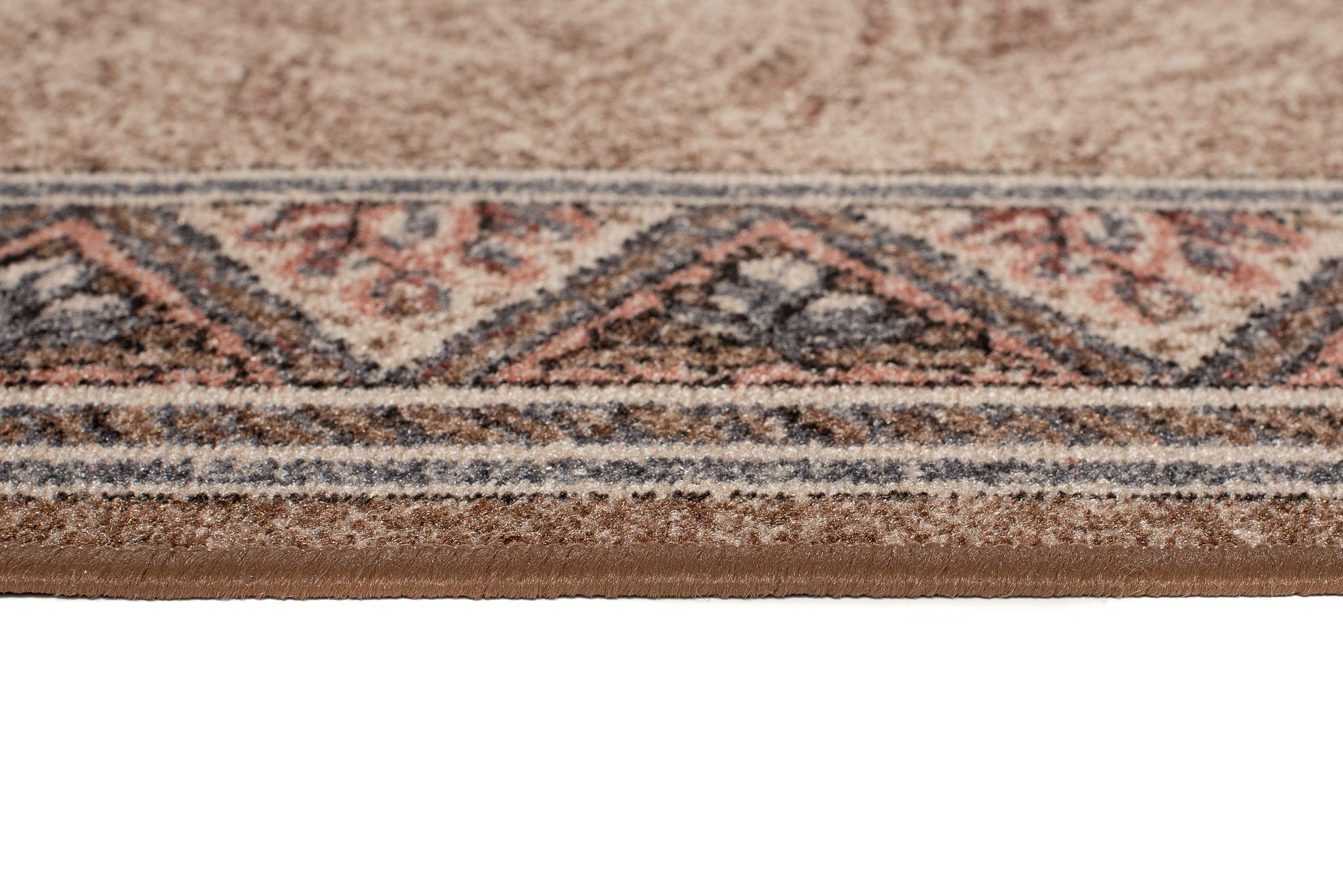 TAPISO Anti Rutsch Teppich Läufer rutschfest Brücke Meterware Oriental Floral Design Meliert Braun Beige Flur Küche Wohnzimmer 67 x 300 cm