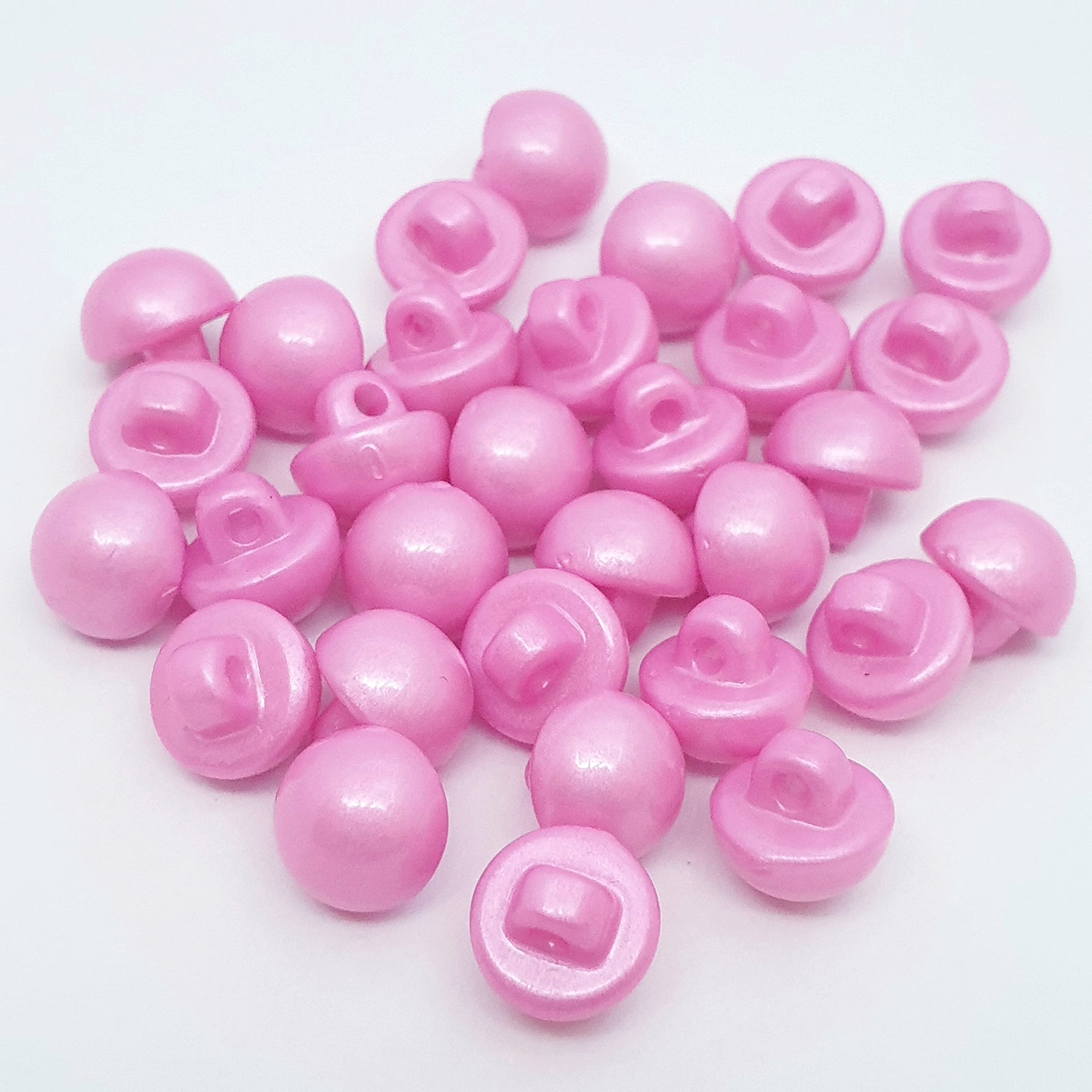 MajorCrafts 30pcs 8mm High-Grade Acrylic Small Round Mushroom Shank Sewing Buttons (Light Rose Pink)