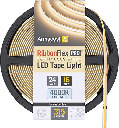 Miniatura 14 de Armacost Lighting RibbonFlex Pro 24V Tira de Luz LED COB Blanca Tira de Luz de Tira de LED 3000K, 315 Lúmenes/Pie, 2.5M 172210 Blanco (Soft White