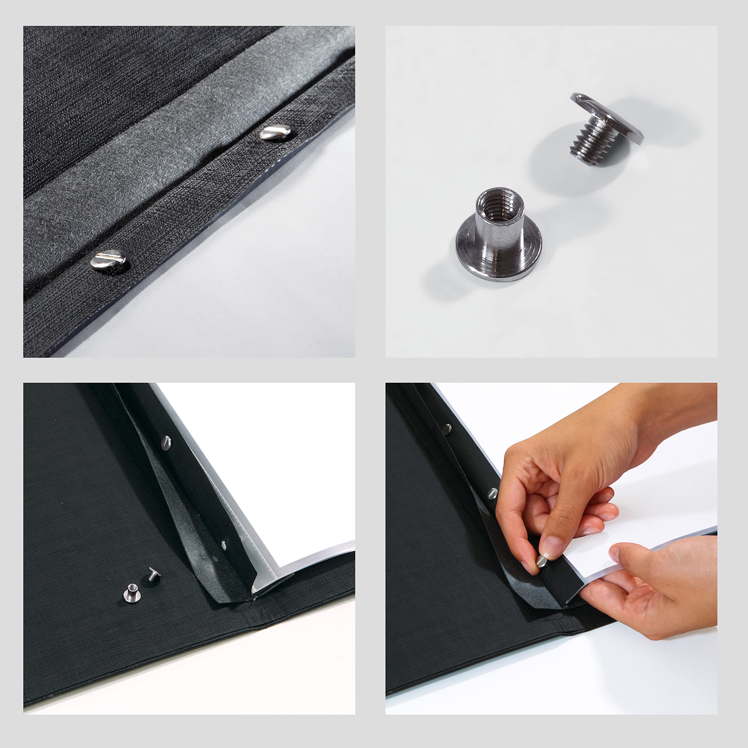SIGEL SM135/5 Speisekarten-Mappen / Dokumentenmappen mit Buchschrauben-Bindung für A5, 5-er Pack, schwarz mit edler Leinenstruktur, strapazierfähig und leicht abwischbar