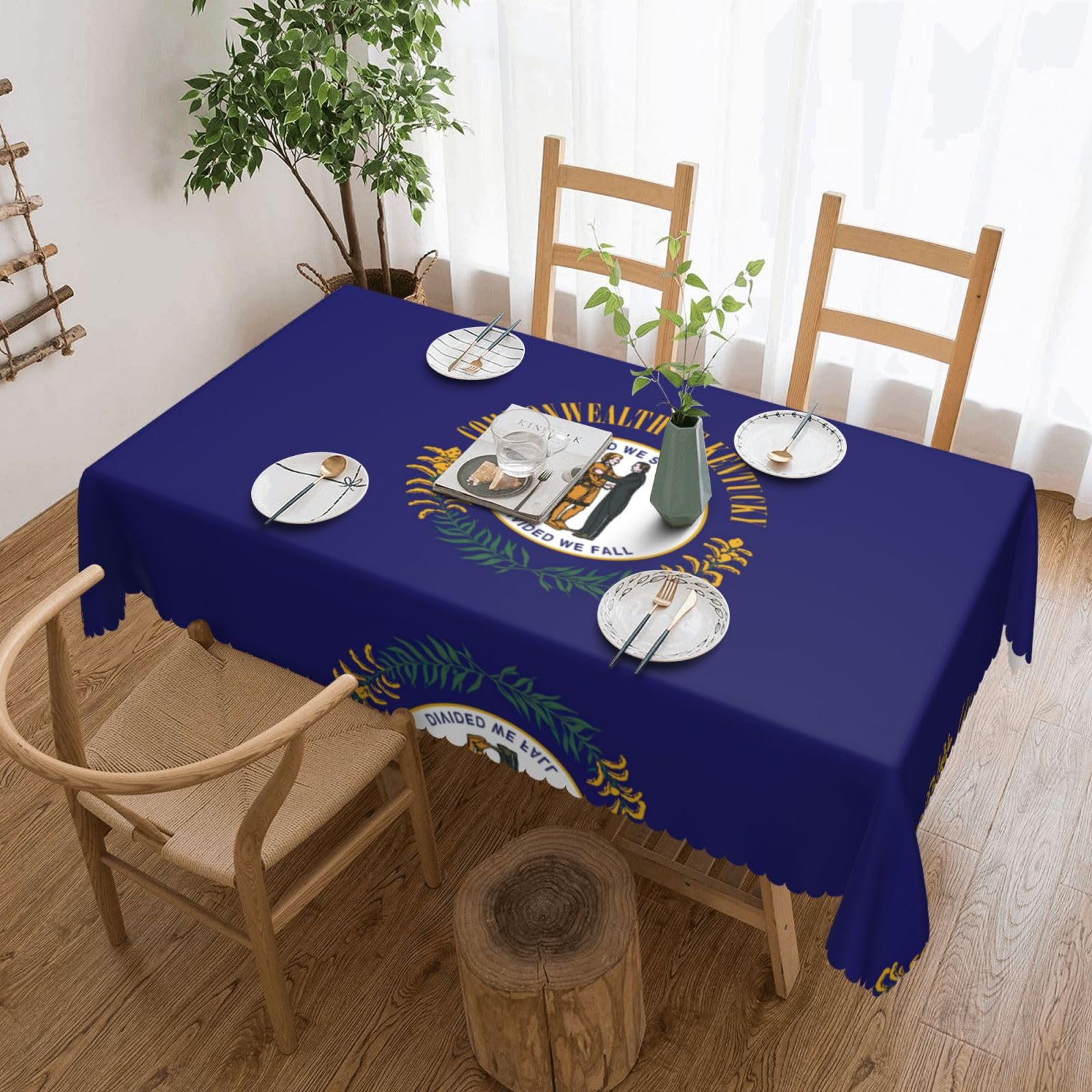 HLBSDM Kentucky State Flag Print Rectangle Washable Tablecloth Decorative Table Cover for Dining Table Buffet Parties