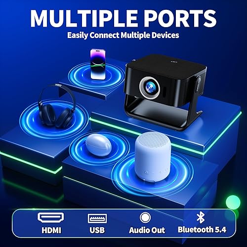 Miniatura 4 de Proyector con licencia de Netflix proyector 4K, mini proyector inteligente 1080P con WiFi y Bluetooth, proyector portátil para exteriores enfoque