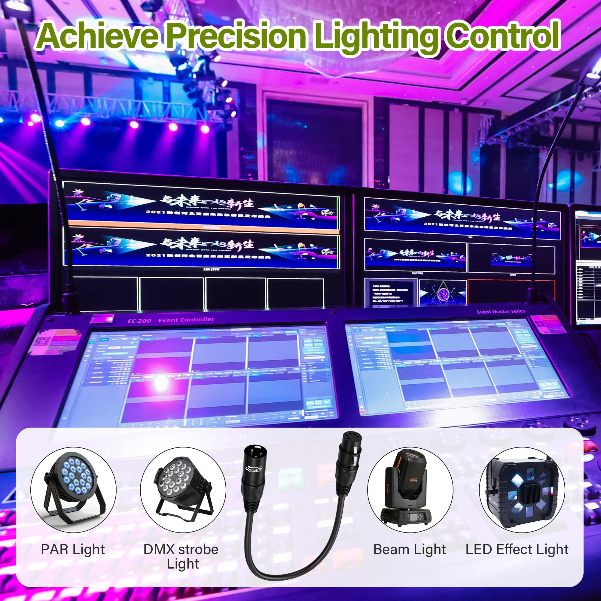 SinLoon DMX 512 XLR Male to XLR Female 5 Pole Stage Light Cable with Metal Connectors for Stage Lighting and DJ-1.6m SinLoon DMX 512 XLR Male to XLR Female 5 Pole Stage Light Cable with Metal Connectors for Stage Lighting and DJ-1.6m
