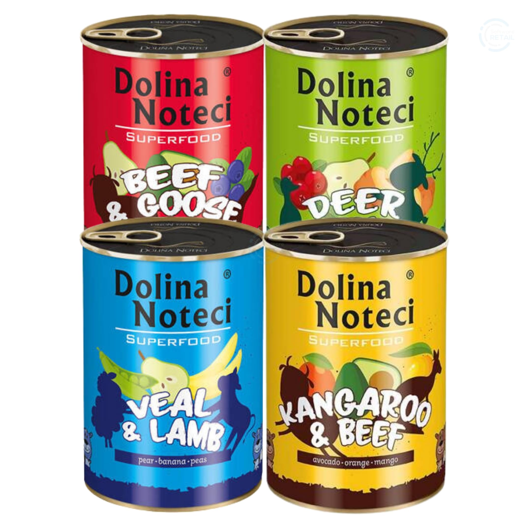Dolina Noteci Premium Grain-Free Wet Dog Food Variety Pack - 80% Meat, Perfectly Balanced Diverse Meals, Tailored Nutrition, Natural Ingredients, No Artificial Additives for All Breeds (Mix, 4x400g)