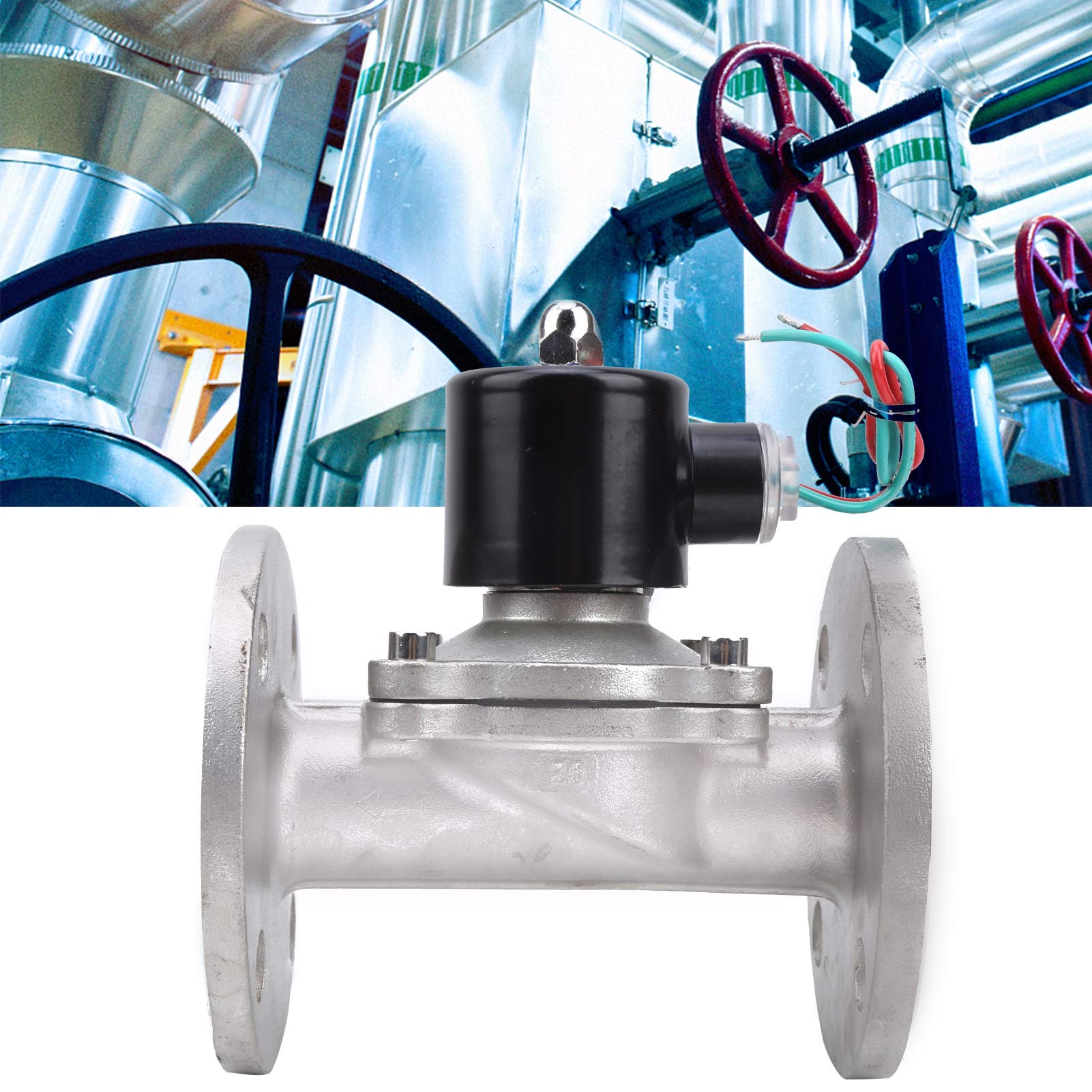Cocoarm Elettrovalvola Elettrovalvola Acqua in Acciaio Inossidabile G1in DC12V Ad Azione Diretta 304 NBR da 0 a 1,0 MPa da 23 a 176 F per il Controllo dell'Acqua, Aria e Olio Nei Sistemi