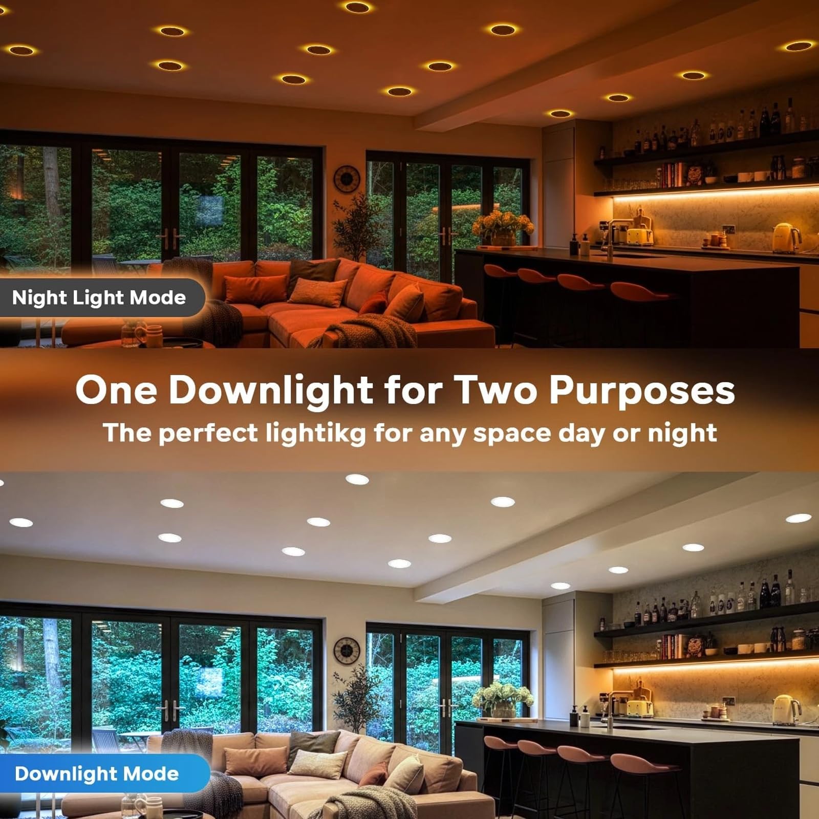 12Pack 4 Inch 5CCT LED Recessed Ceiling Light with Night Light 2700K 3000K 3500K 4000K 5000K Selectable Ultra-Thin — view 2