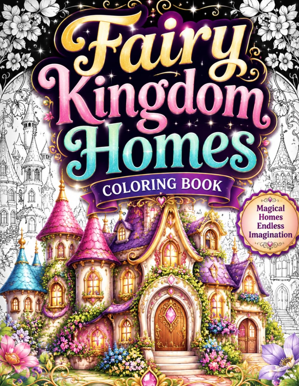 Fairy Kingdom Homes Coloring Book for Adults: 50 Magical Fairy Houses, Enchanted Cottages, Fantasy Castles, Whimsical Villages and Cozy Kingdom ... Relaxation, Mindfulness and Creative Escapism
