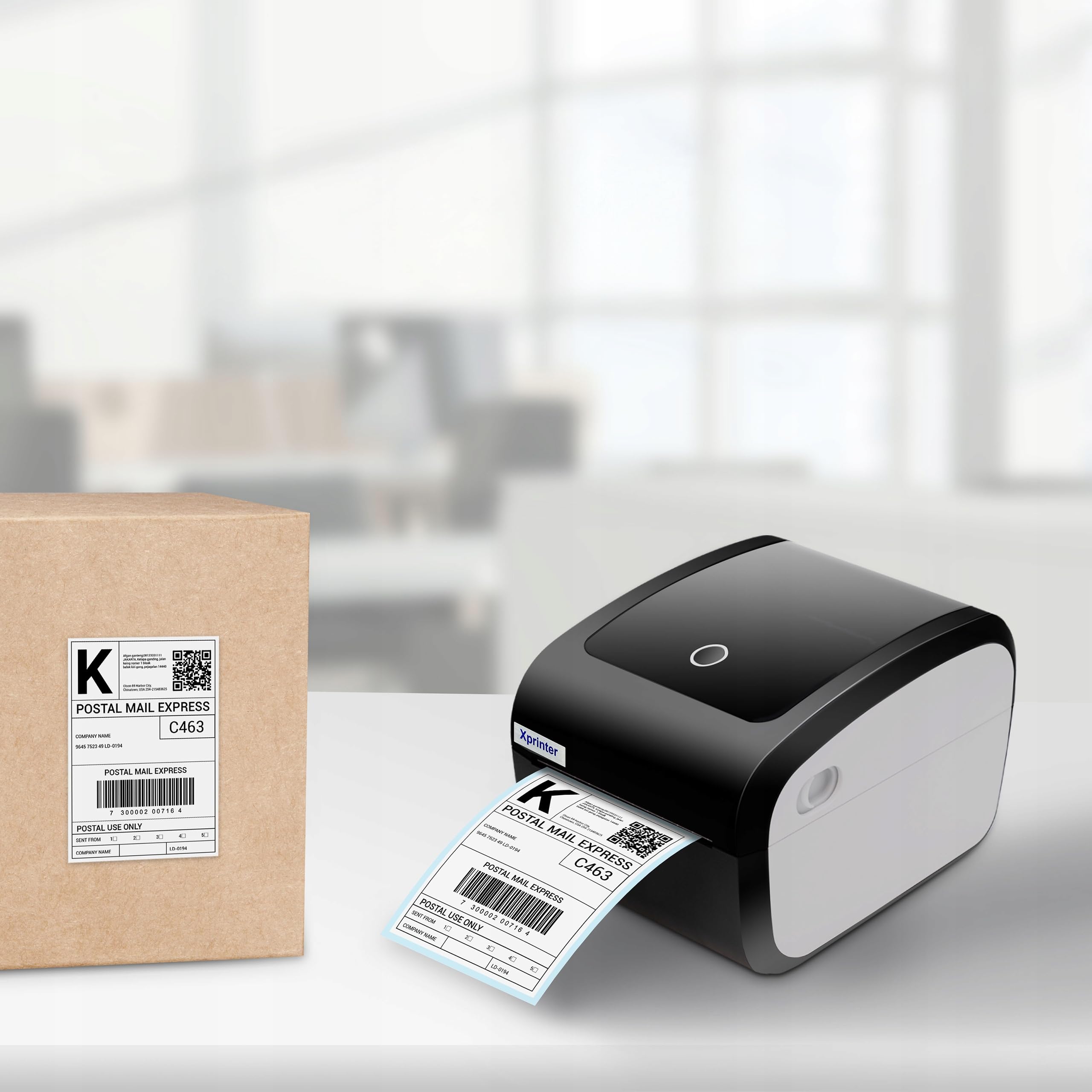 XPRINTER DHL WiFi Etikettendrucker, 4x6 Etikettendrucker Versandetikettendrucker, Thermo-Etikettendrucker für, DHL, DPD, GLS, UPS, mit 25 Etiketten, tintenfrei, schnelle Einrichtun (8804)