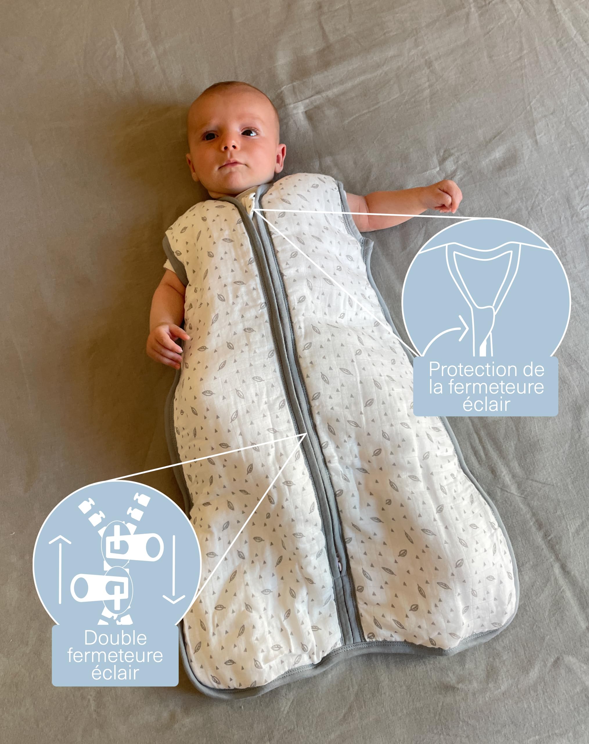 Gigoteuse Été Bébé TOG 0.5 Mousseline Bambou - Turbulette Légère Floral Pink Ajustable 82-95 Cm Molis&co