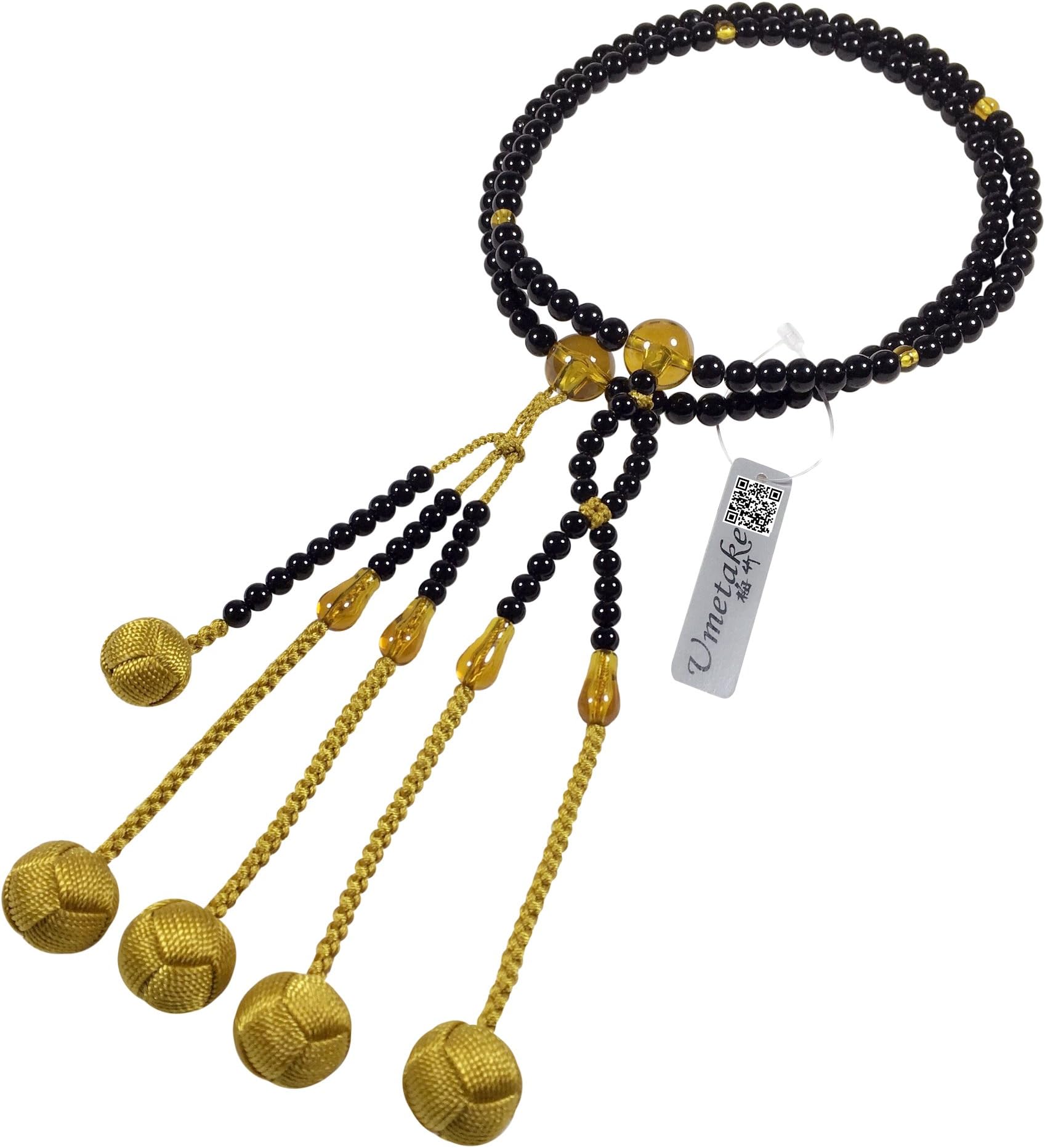 Buddhist Prayer Beads for Men Soka Gakkai juzu PC Black Agate PC Amber and Gold Woven Balls Buddha Rosary Nenju Pouch Free of Charge