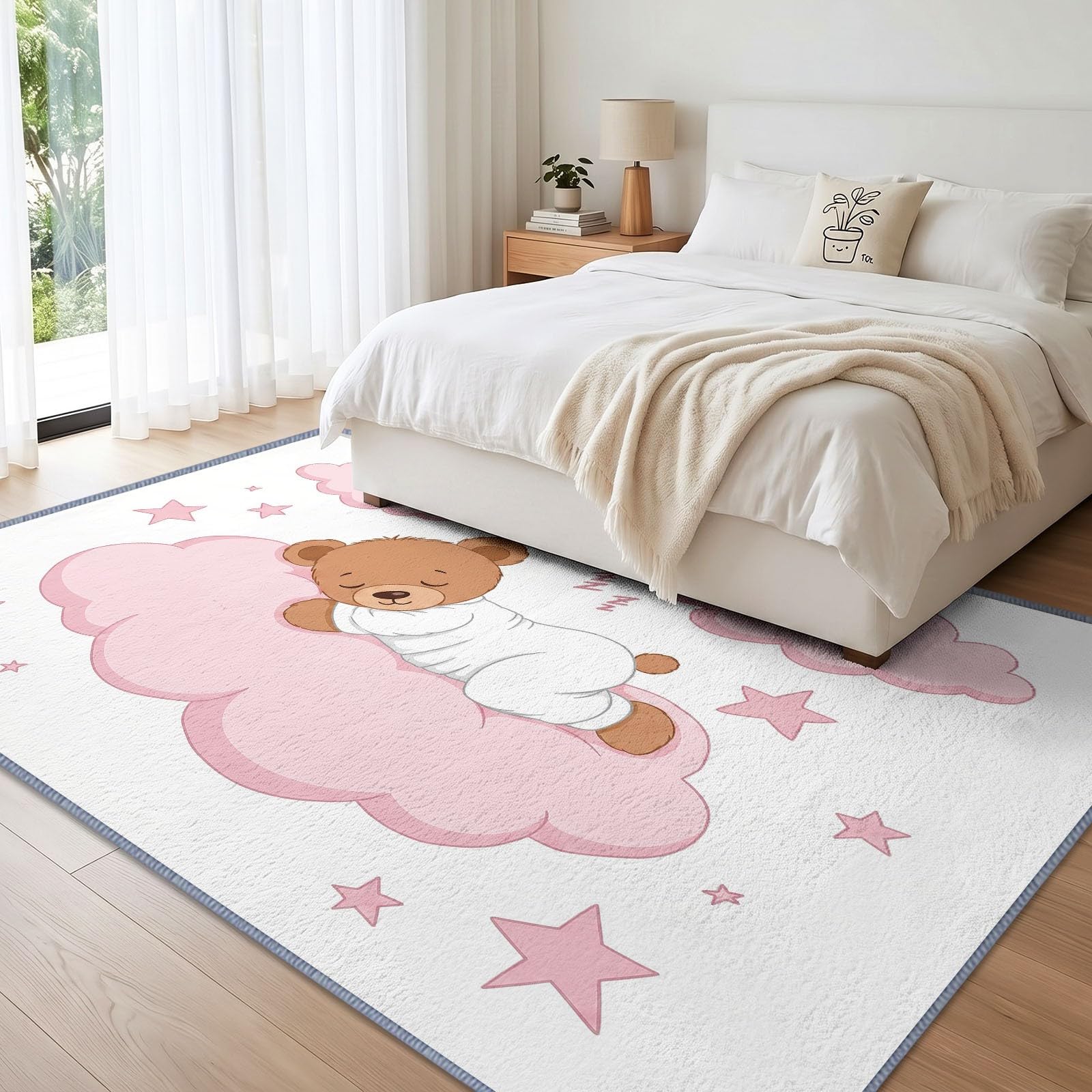 Tappeto lavabile, 140 x 200 cm, a pelo corto, con animali ad acquerello, antiscivolo, morbido, facile da pulire, per soggiorno, camera da letto, cucina