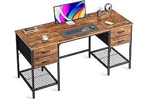 55 Inch Mesh Storage Office Desk Drawer for Home and Office Rustic Brown