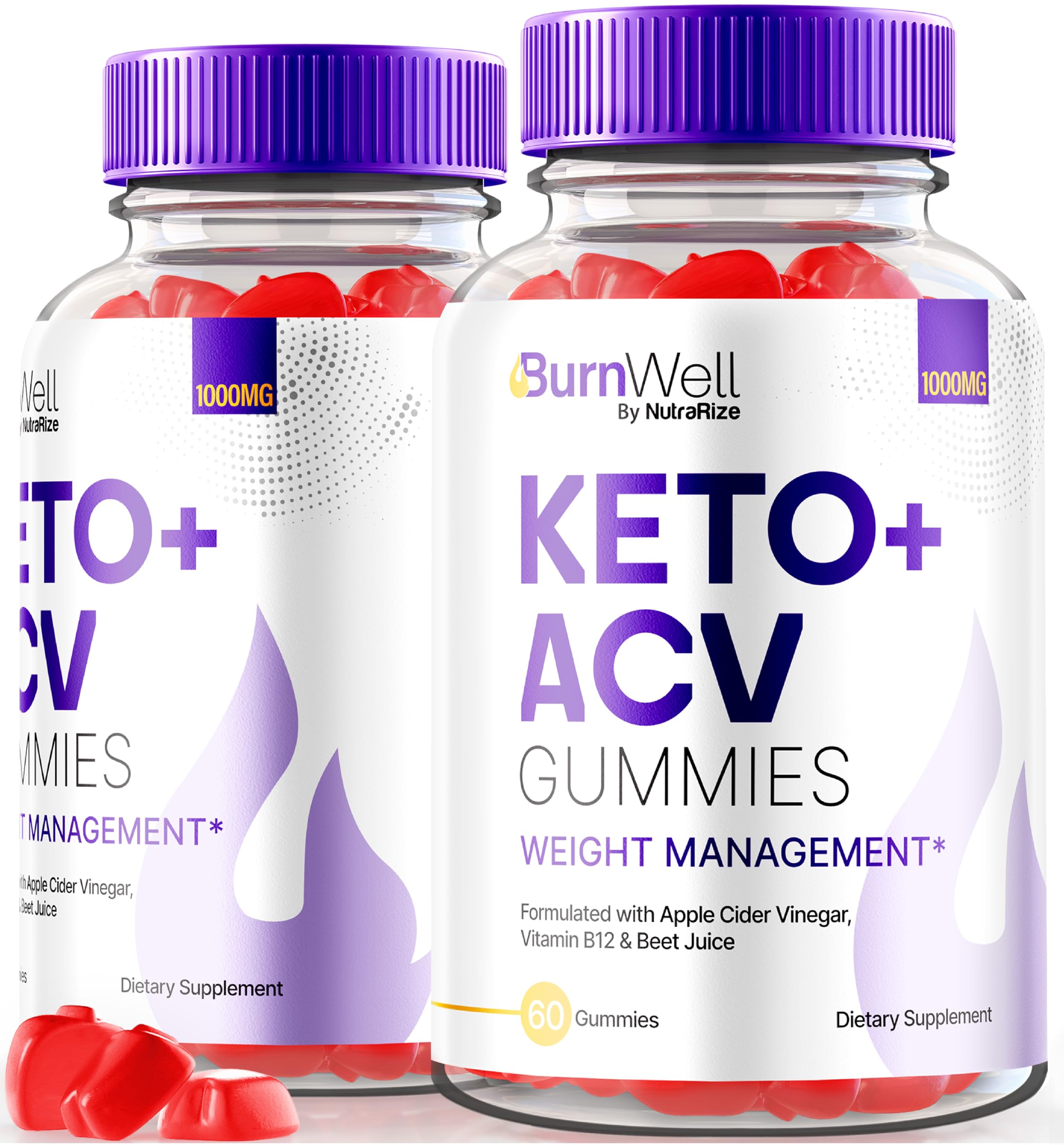 (Pack of 2 BurnWell Keto + ACV Gummies Advanced Weight Loss Formula, 1000 MG Apple Cider Vinegar, Keto with B-Vitamins Plus ACV Gummy, Official Reviews (120 Gummies)