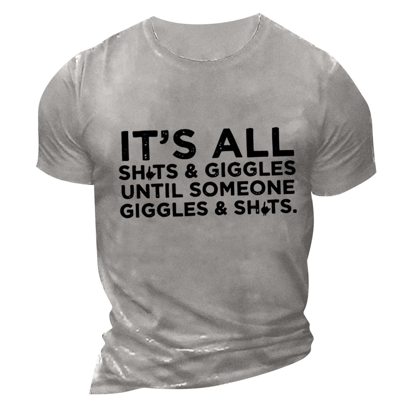 Mens T-Shirts Casual Short Sleeve Loose Fit T Shirt Basic Graphic Crew Neck Blouse Funny Tees Big and Tall Tops