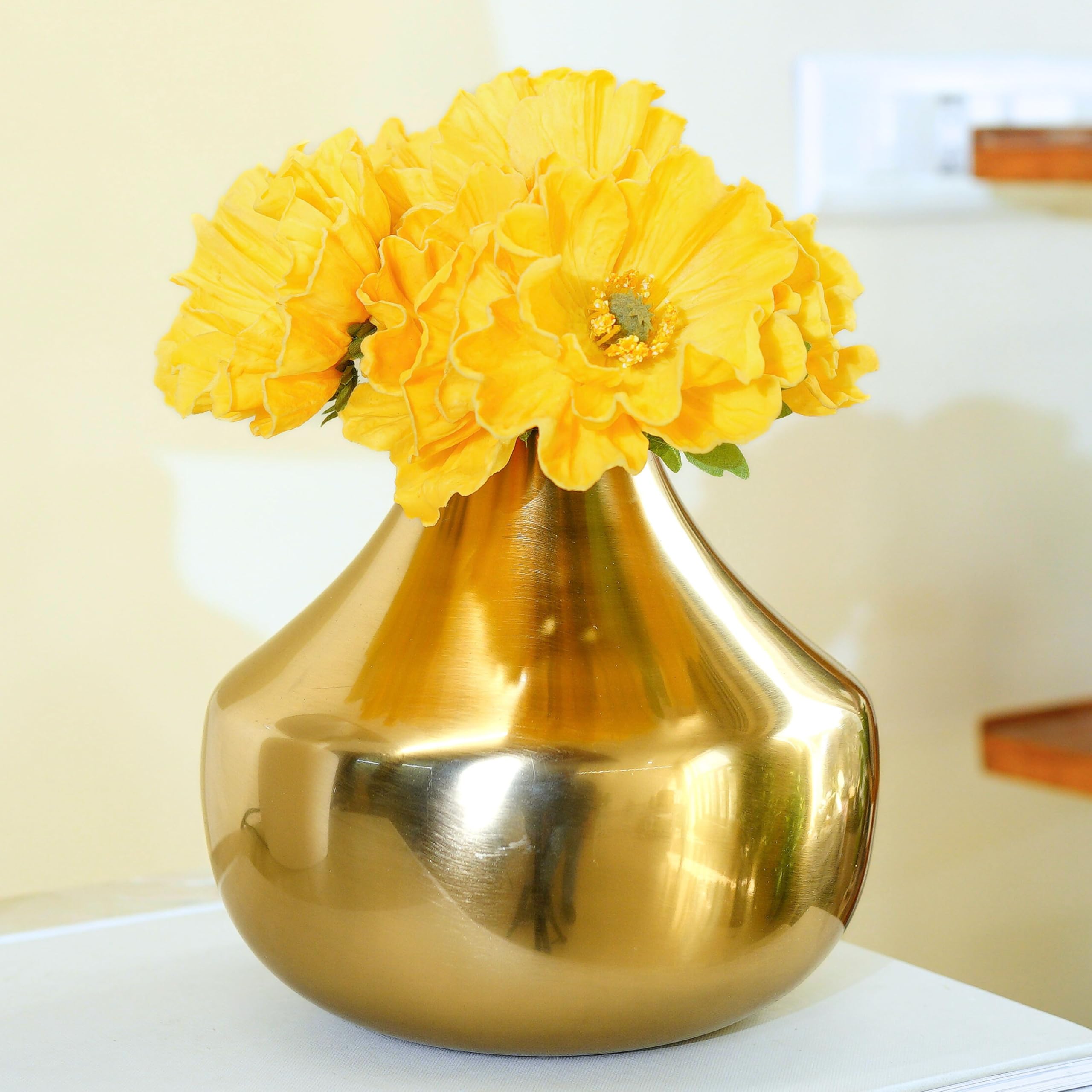 BEHOMA Gold Metal Vase - Elegant Home Decor -9