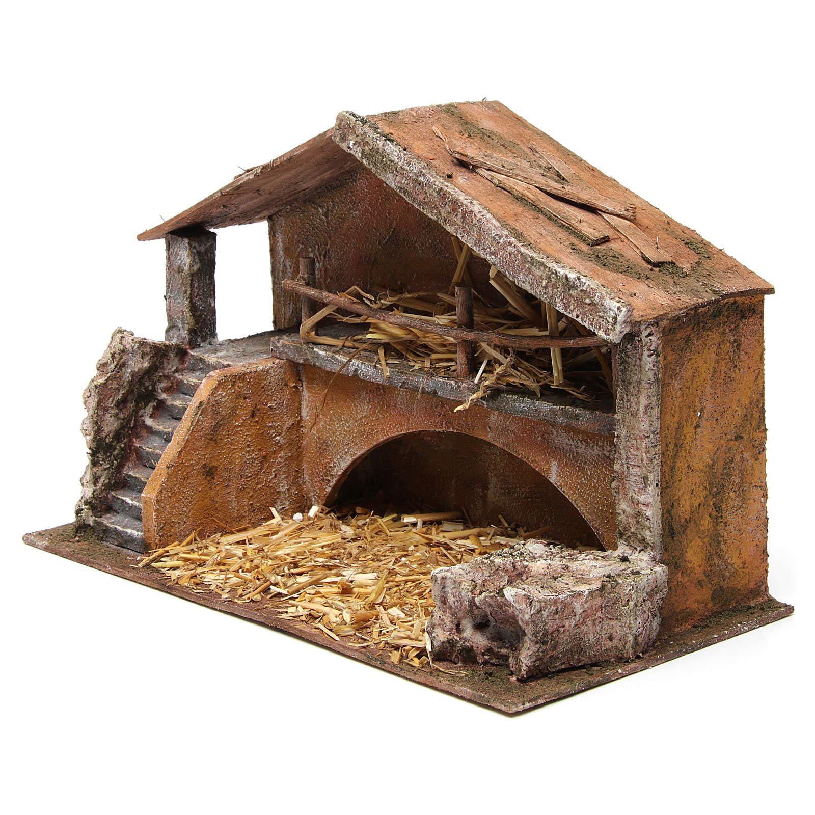 Holyart Capanne Presepe e Grotte: Capanna con scala per presepe 12 cm 35X20X25 cm