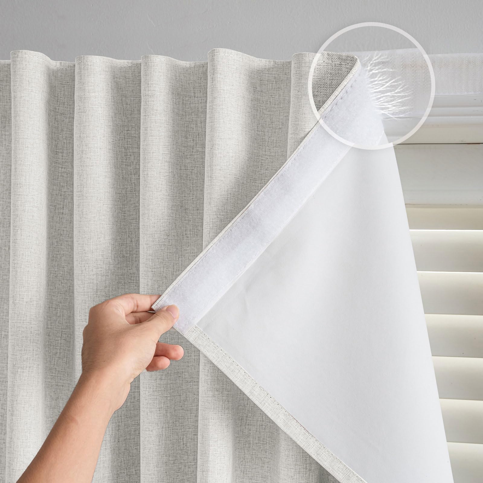 Photo 1 of GONNRLY Self Adhesive Blackout Curtains, Light Beige