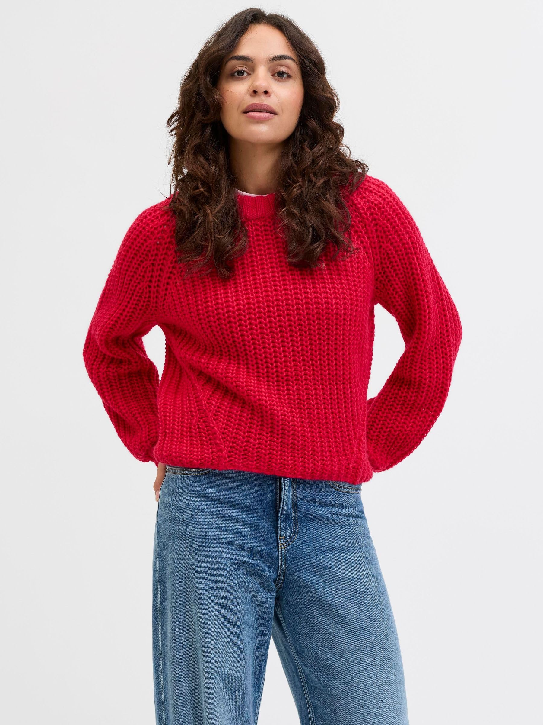 JACK & JONES Damen Jxkelly Chunky Crew Neck Knit Sn