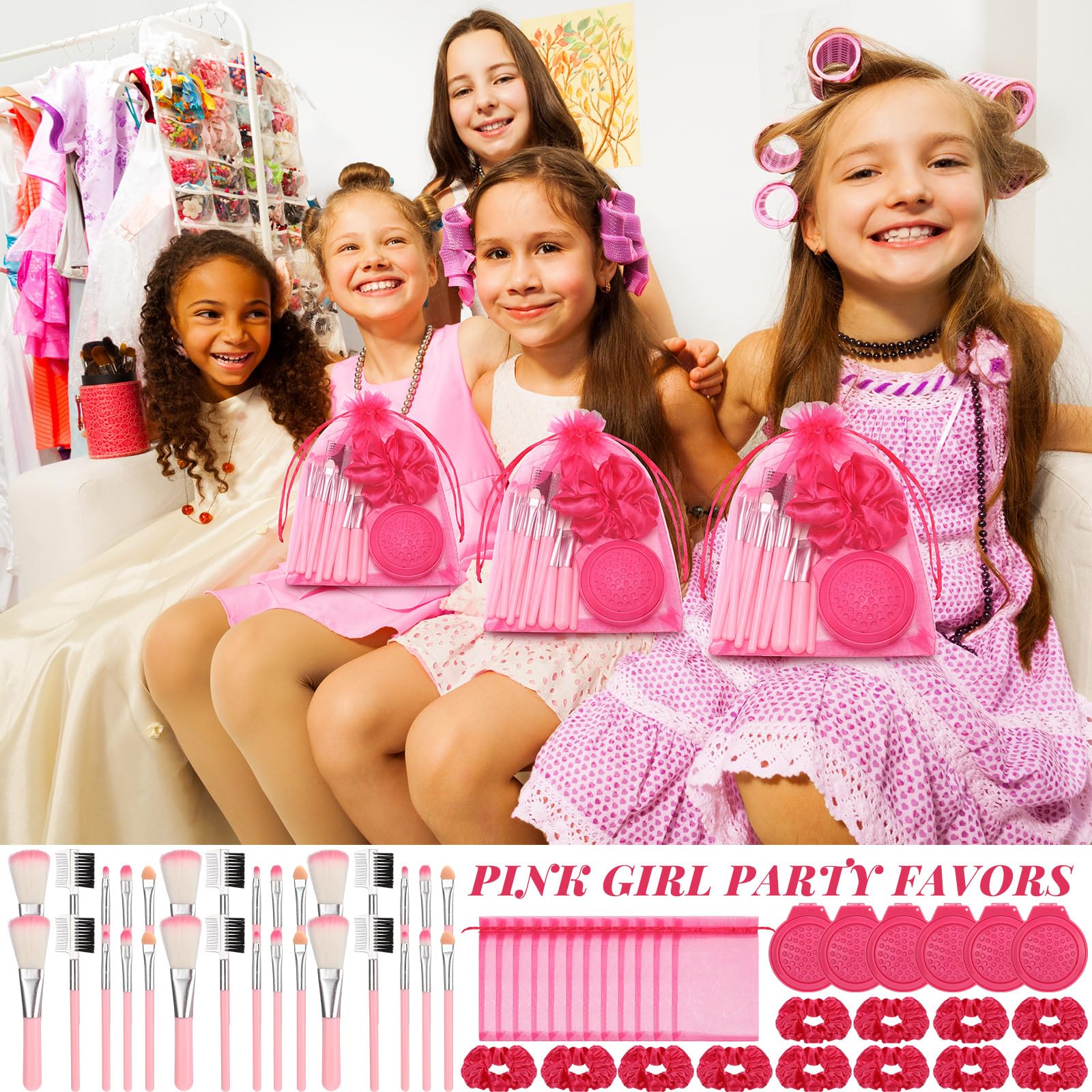 Amazon.com: SiliFine Pink Girl Party Favors Girl Makeup Party Favor Party  Supplies Set Includes Pink Gauze Bags, Hair Scrunchies, Foldable Mirror  Hair Brushes, Makeup Brushes Toys(48 Pcs) : Beauty & Personal Care