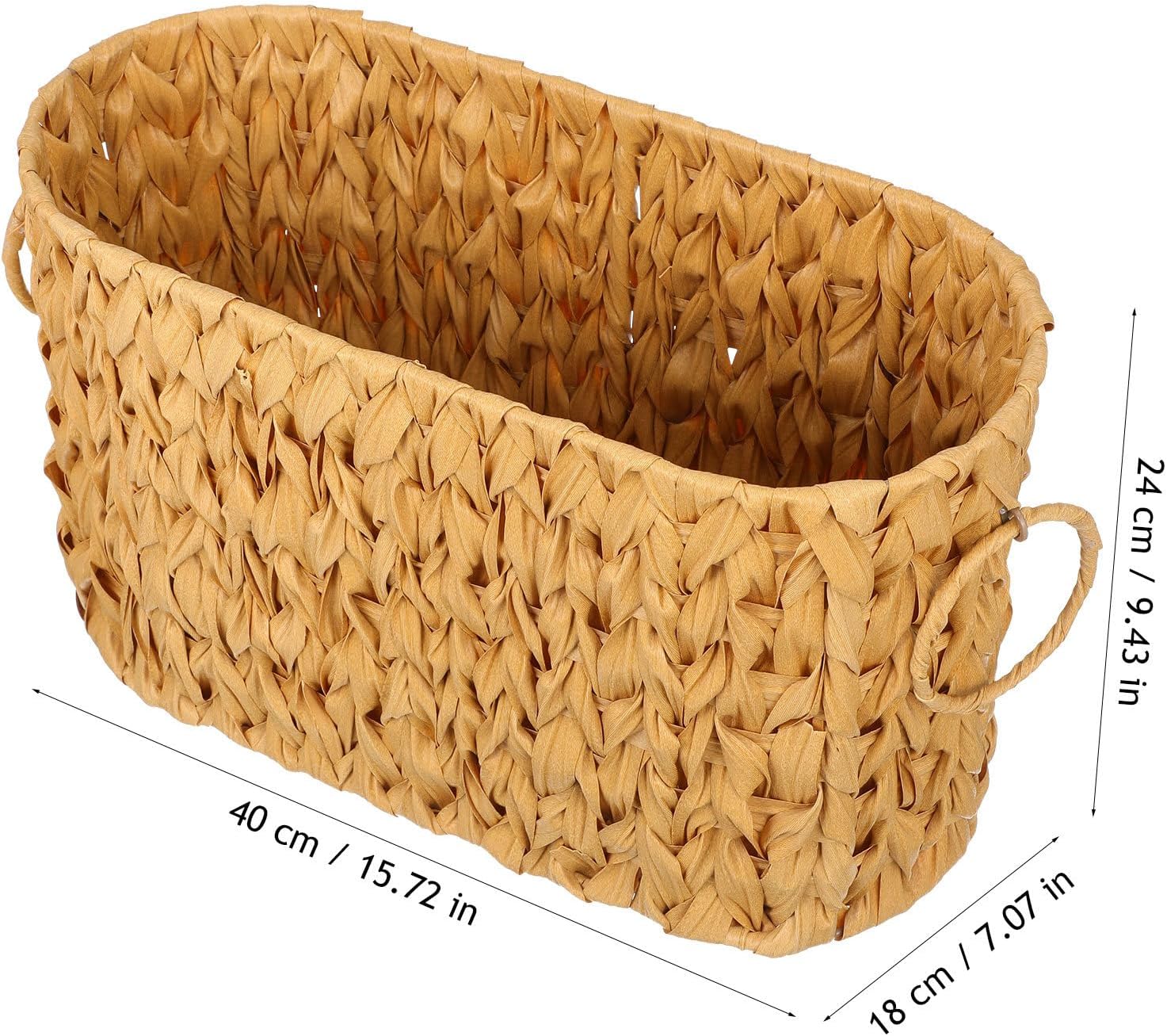 Toilet Paper Storage Basket Holder with Handle, Rectangular Woven Imitation Rattan Organizer for Bathroom and Pantry, Linen Color Toilet Tissue Box Organizer