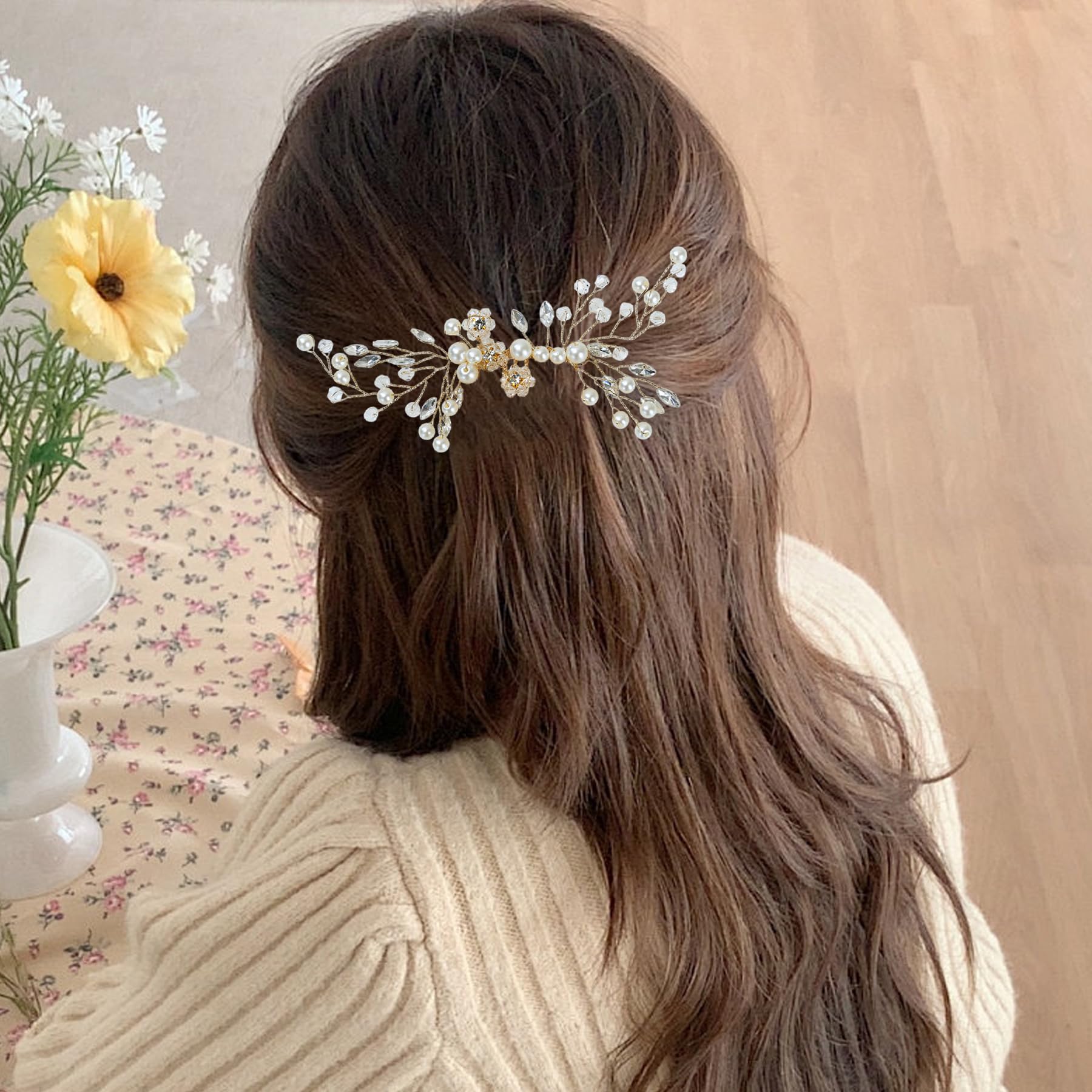 Umimiss 9pcs Bridesmaid Hair Accessories Gold/Silver -Bridal Hair Accessories,Wedding Hair Accessories,Silver Hair Accessories,Pearl Hair Accessories,Flower Hair Accessories,Hair Accessories For Women - Image 4