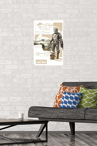 Miniatura 8 de Trends International Star Wars The Mandalorian Temporada 3 - Póster de pared de caza estelar N1 con marco magnético