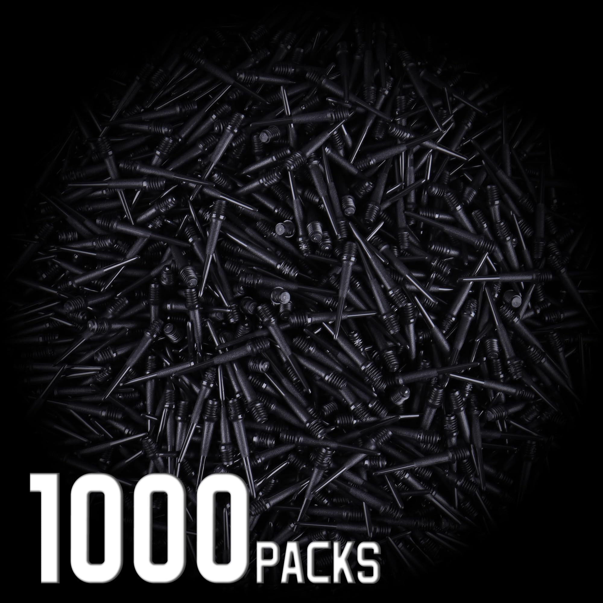 CyeeLife Puntas para dardos de plástico, 1000 unidades, punta de dardos blandos, rosca 2BA, puntas de dardos, puntas de repuesto, especialmente estables y duraderas, color negro