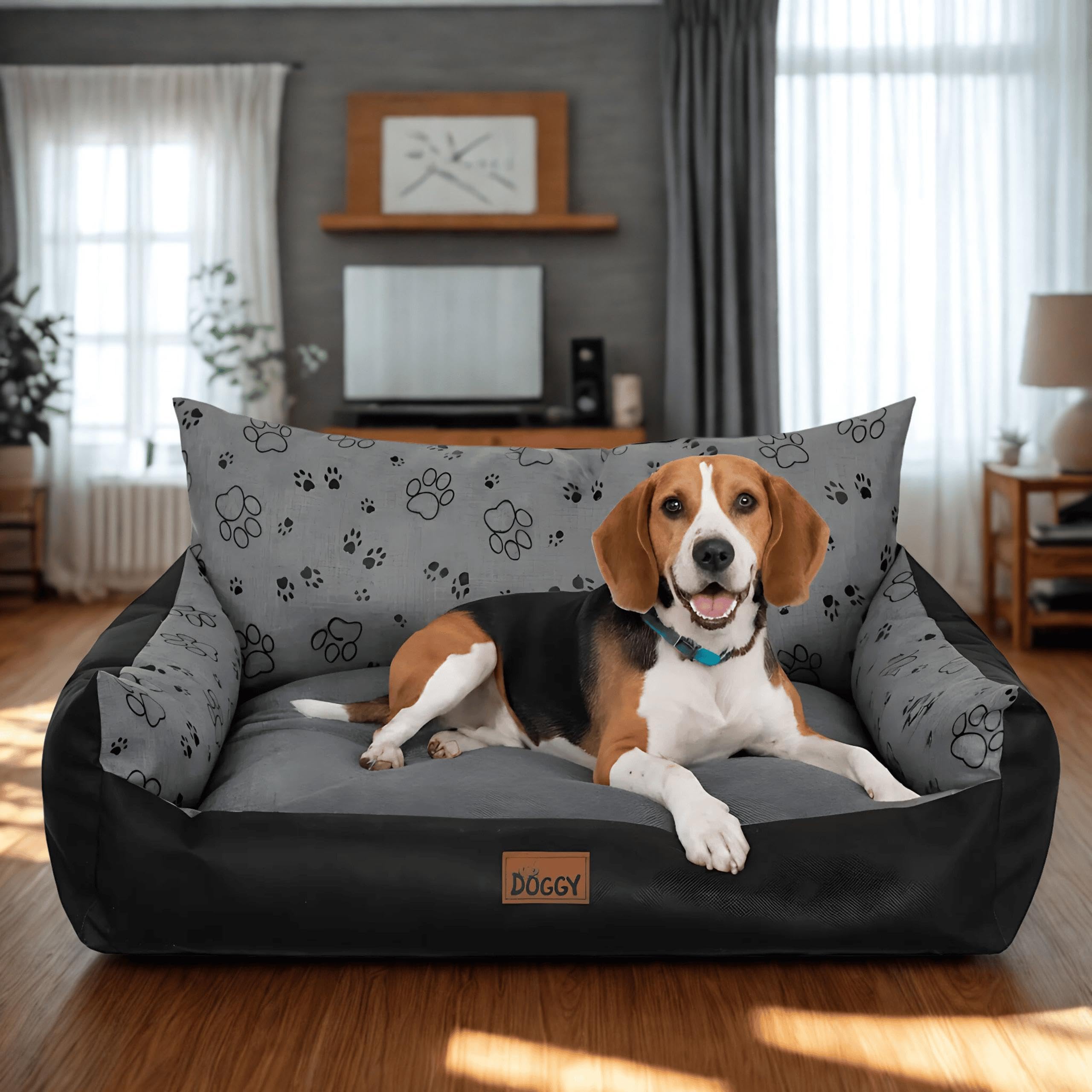 Lit Chiens Grande Taille Imperméable - Couverture Canapé, Lit Chiens Taille Moyenne - Joker - Coussin Chien Oeko-Tex Dog Bed 82x63 cm Graphite 3D XL
