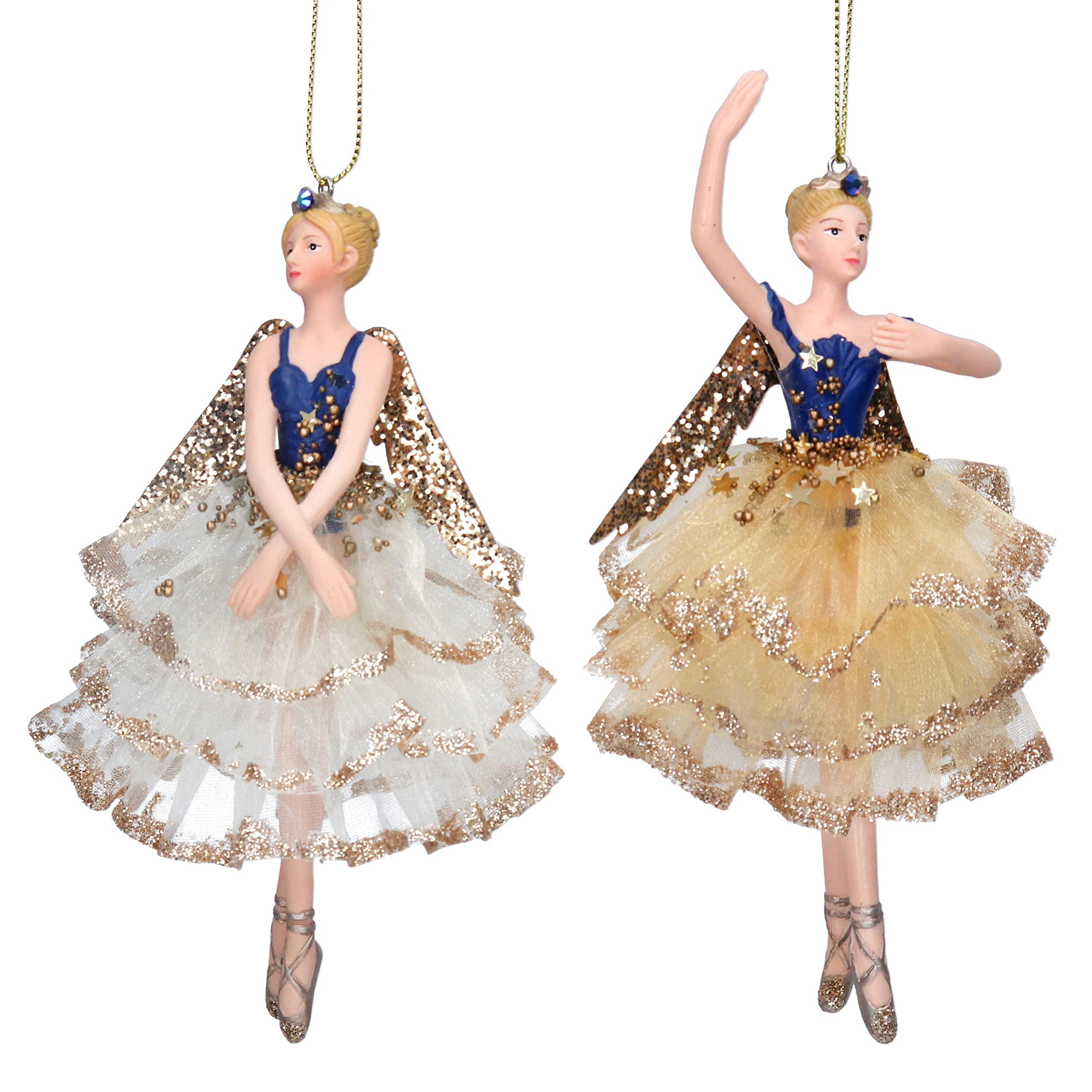 Décorations Gisela Graham crème et bleu azur, statuettes haut de gamme en résine