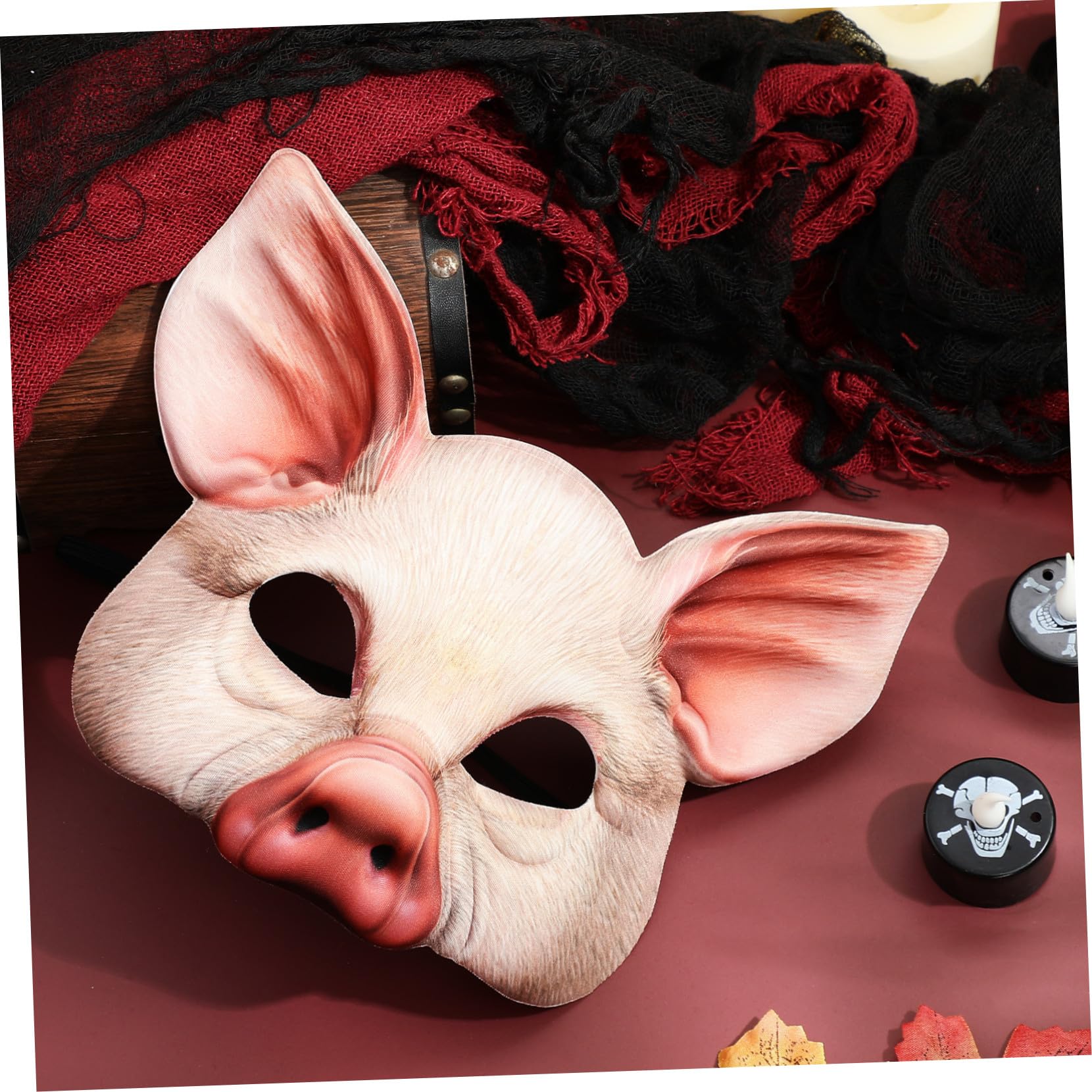 BESTonZON Masque de Cochon Réaliste pour Fête Costumée Halloween Demi-visage Accessoire Animal pour Carnaval et Cosplay Adulte